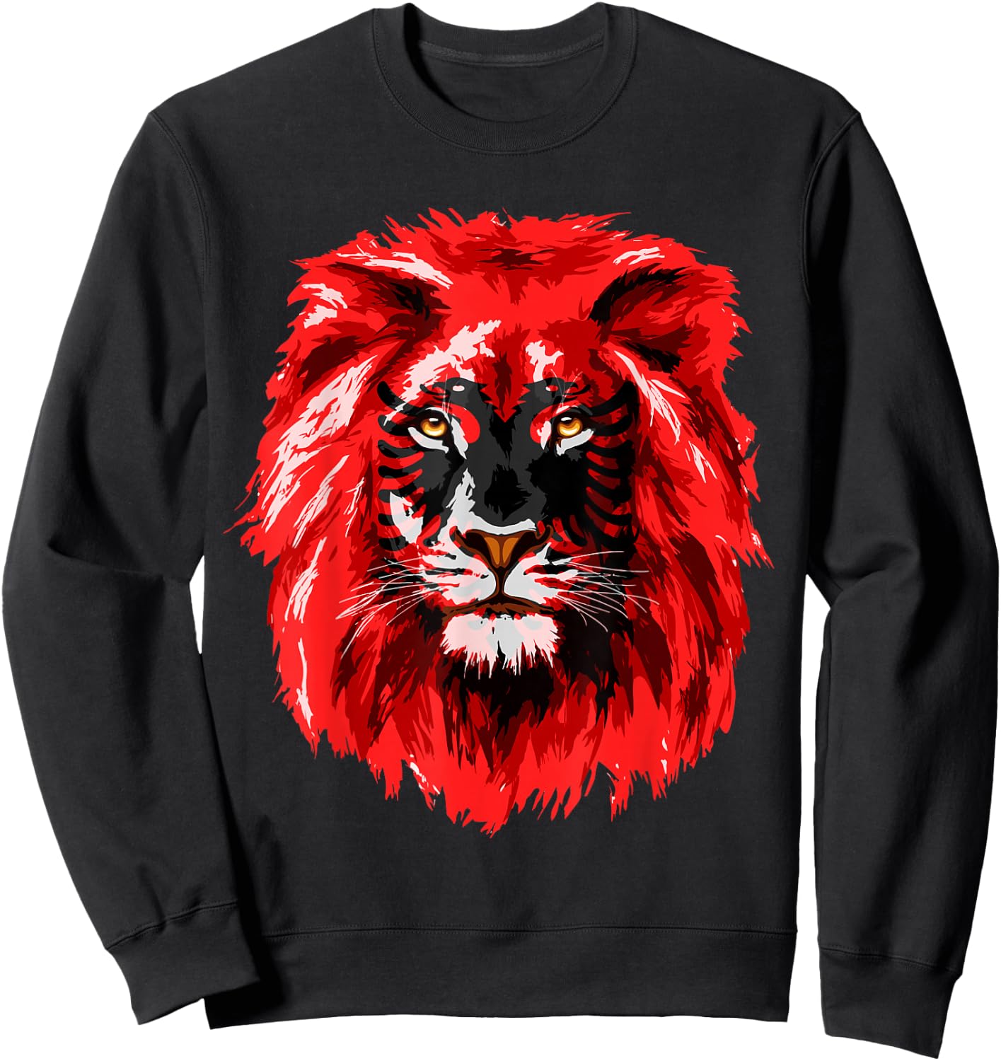 Flag of Albania Lion Face Albanian Albania Flag Sweatshirt - Sweatshirt | Black