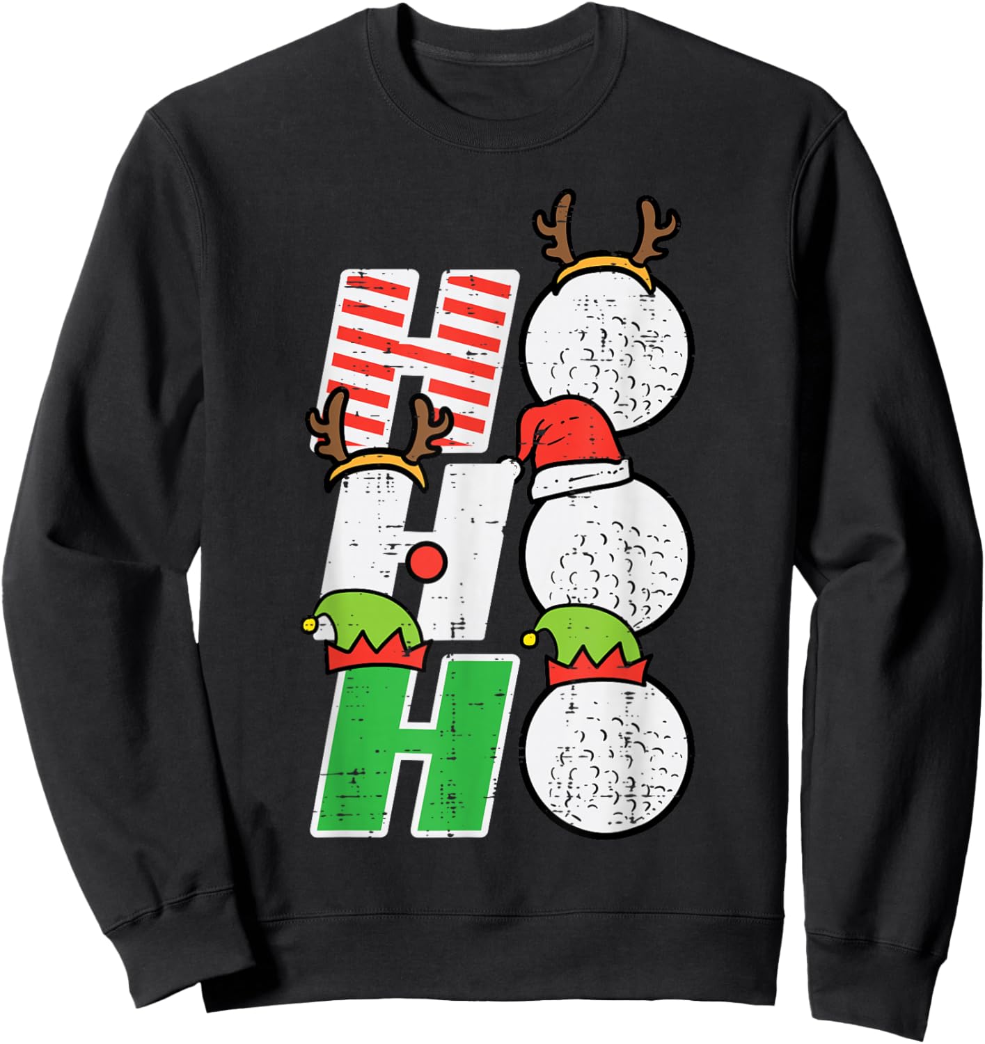 Christmas Golf Ho Ho Ho Funny Xmas Golfing Sports Golfer Men Sweatshirt - Sweatshirt | Black