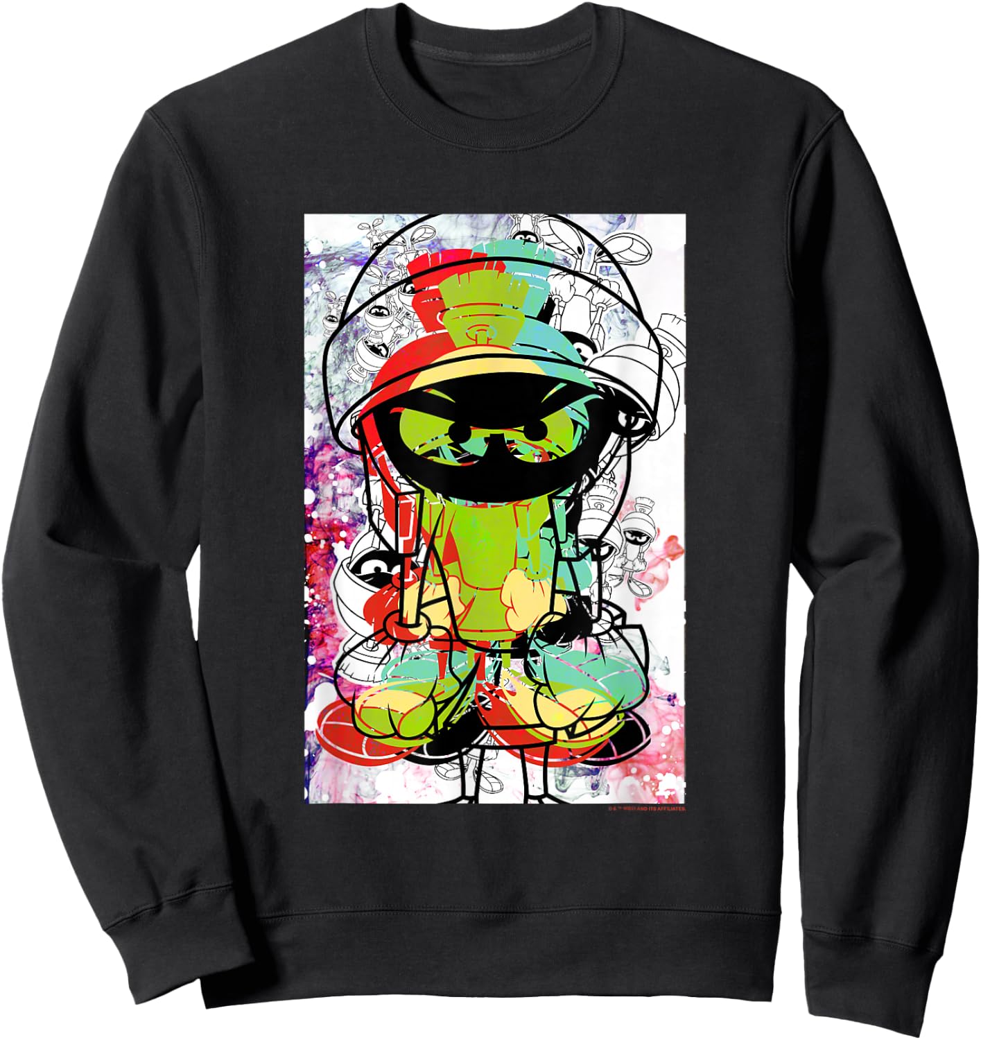 WB100 Looney Tunes Marvin The Martian Paint Sketch Portrait Sweatshirt - Sweatshirt | Black