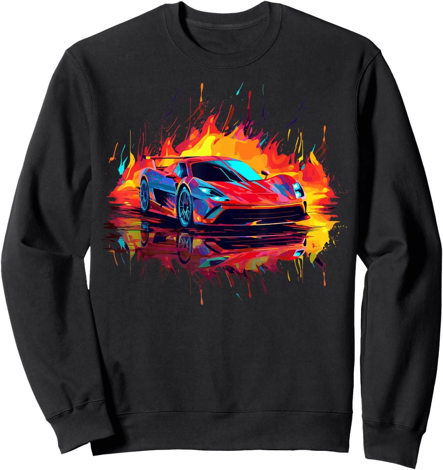 Supercar Exotic Sports Car Concept Poster Style Boys Graphic Sweatshirt - Sweatshirt | Black