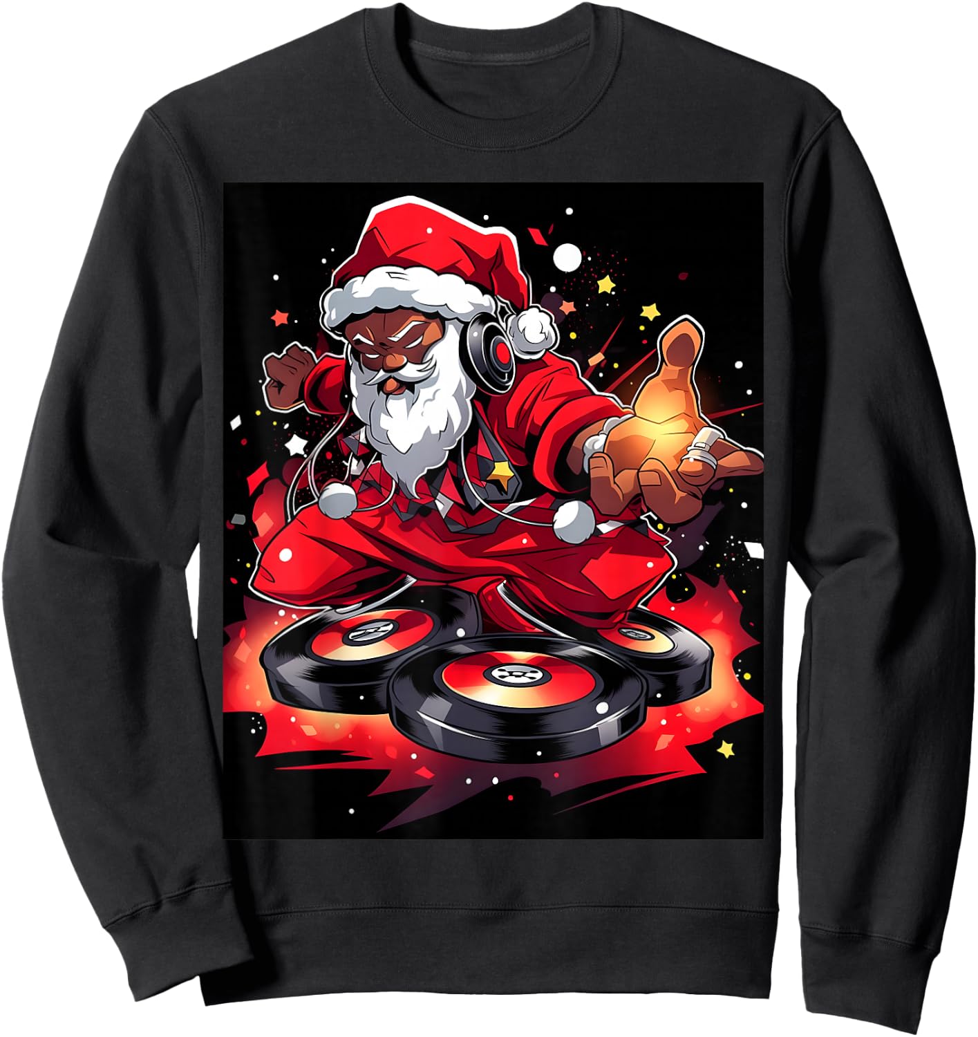 Hip Hop Santa Crew: Celebrate Christmas with Our Merry DJ Sweatshirt - Sweatshirt | Black