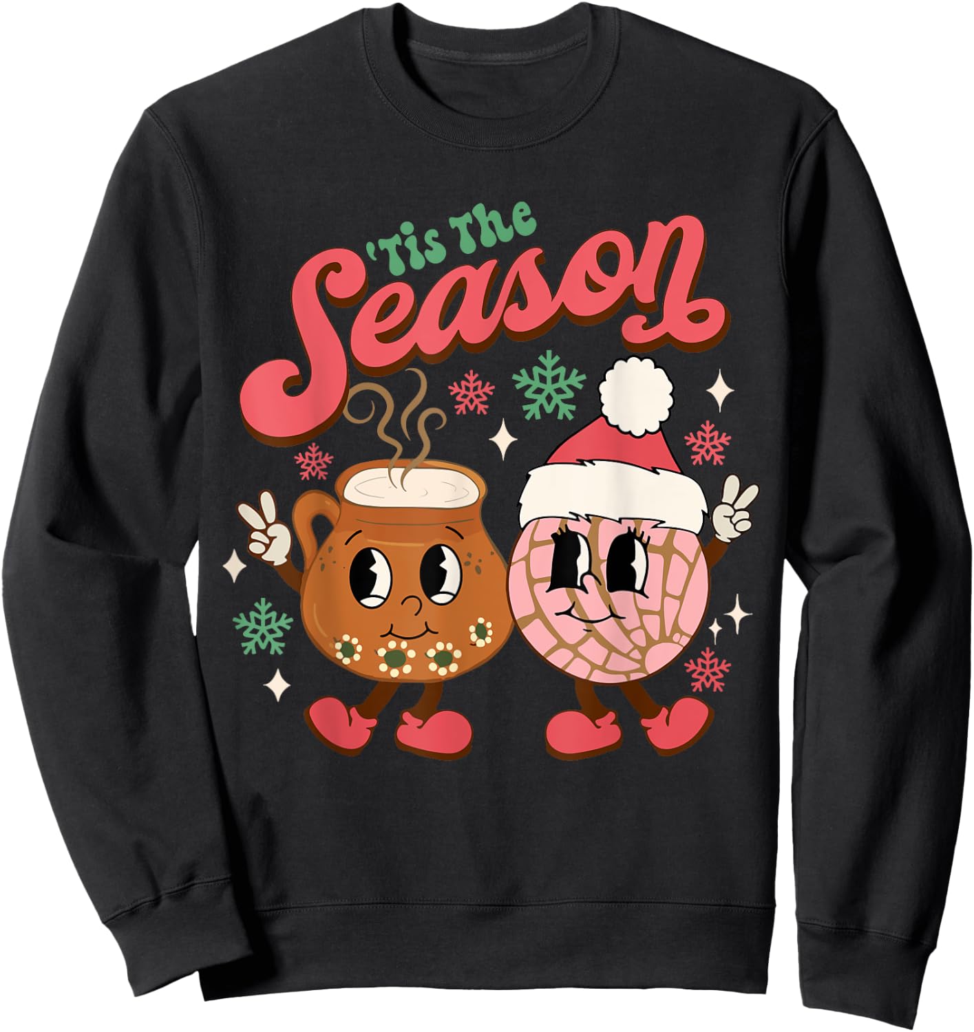 Christmas Tis The Season Mexican Concha Pan Dulce Christmas Sweatshirt - Sweatshirt | Black