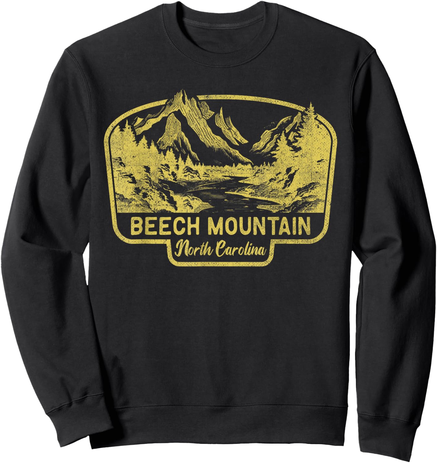 Beech Mountain North Carolina Hiking Outdoors Vintage Sweatshirt - Sweatshirt | Black