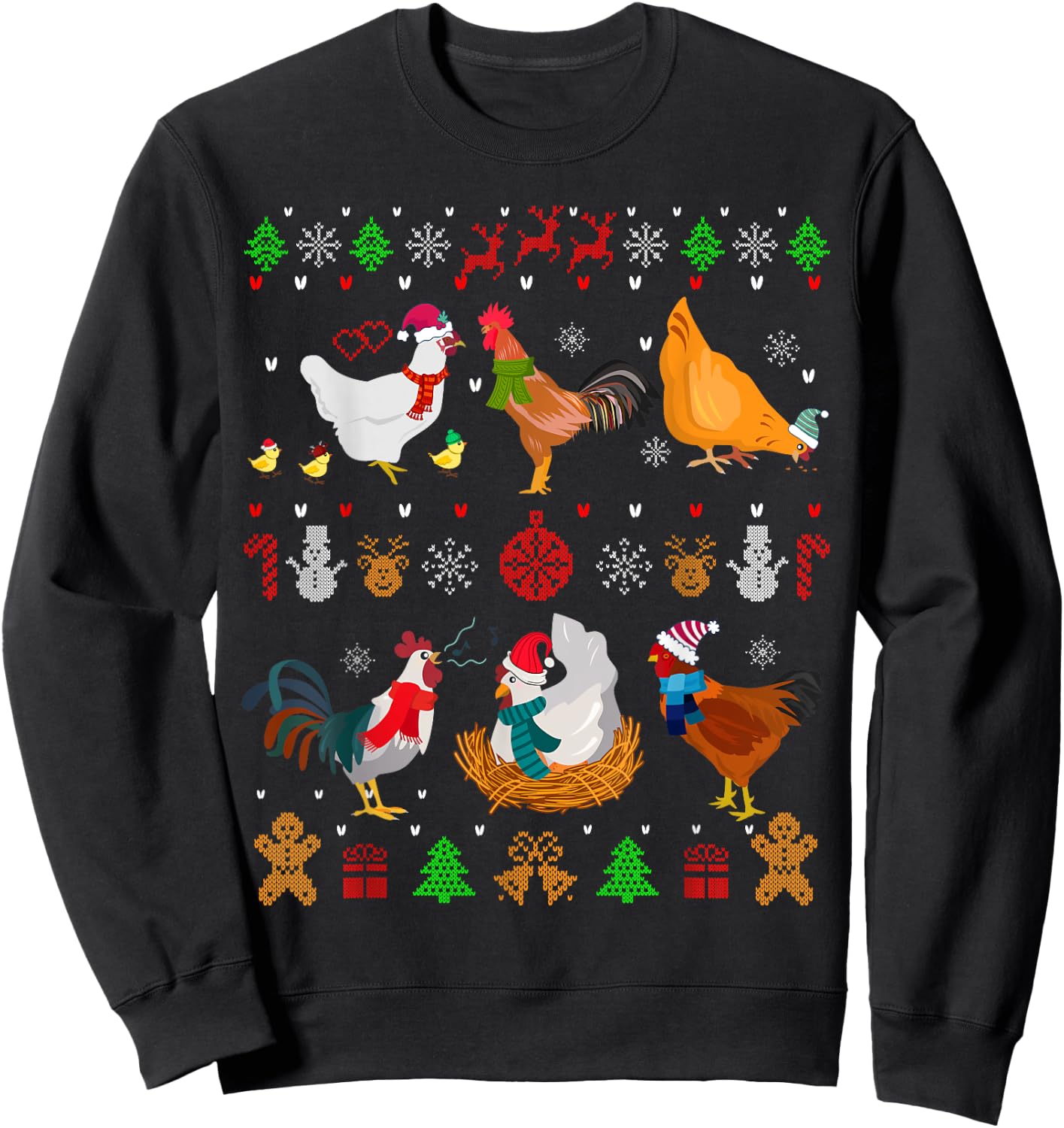 Chicken Collection Christmas Sweater Santa Chicken Farmer Sweatshirt - Sweatshirt | Black