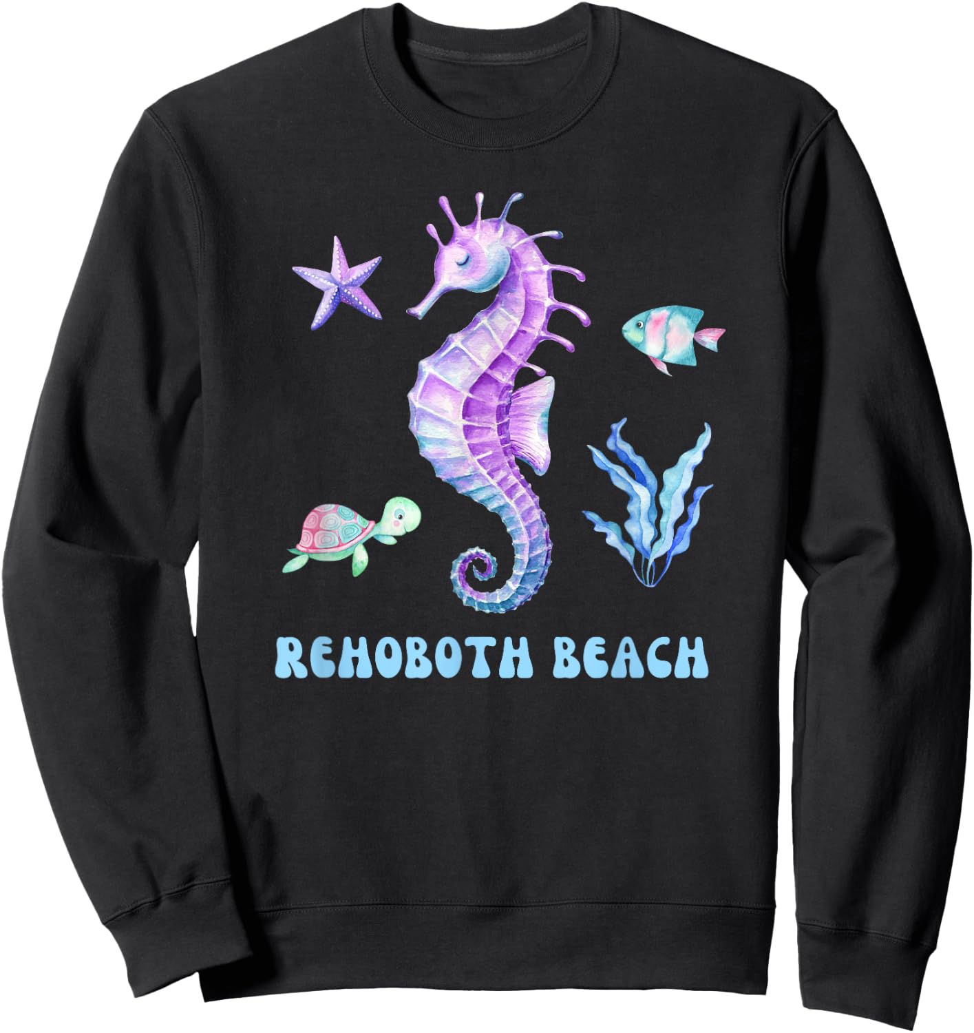Rehoboth Beach Delaware Vacation Cute Purple Women Girls Sweatshirt - Sweatshirt | Black