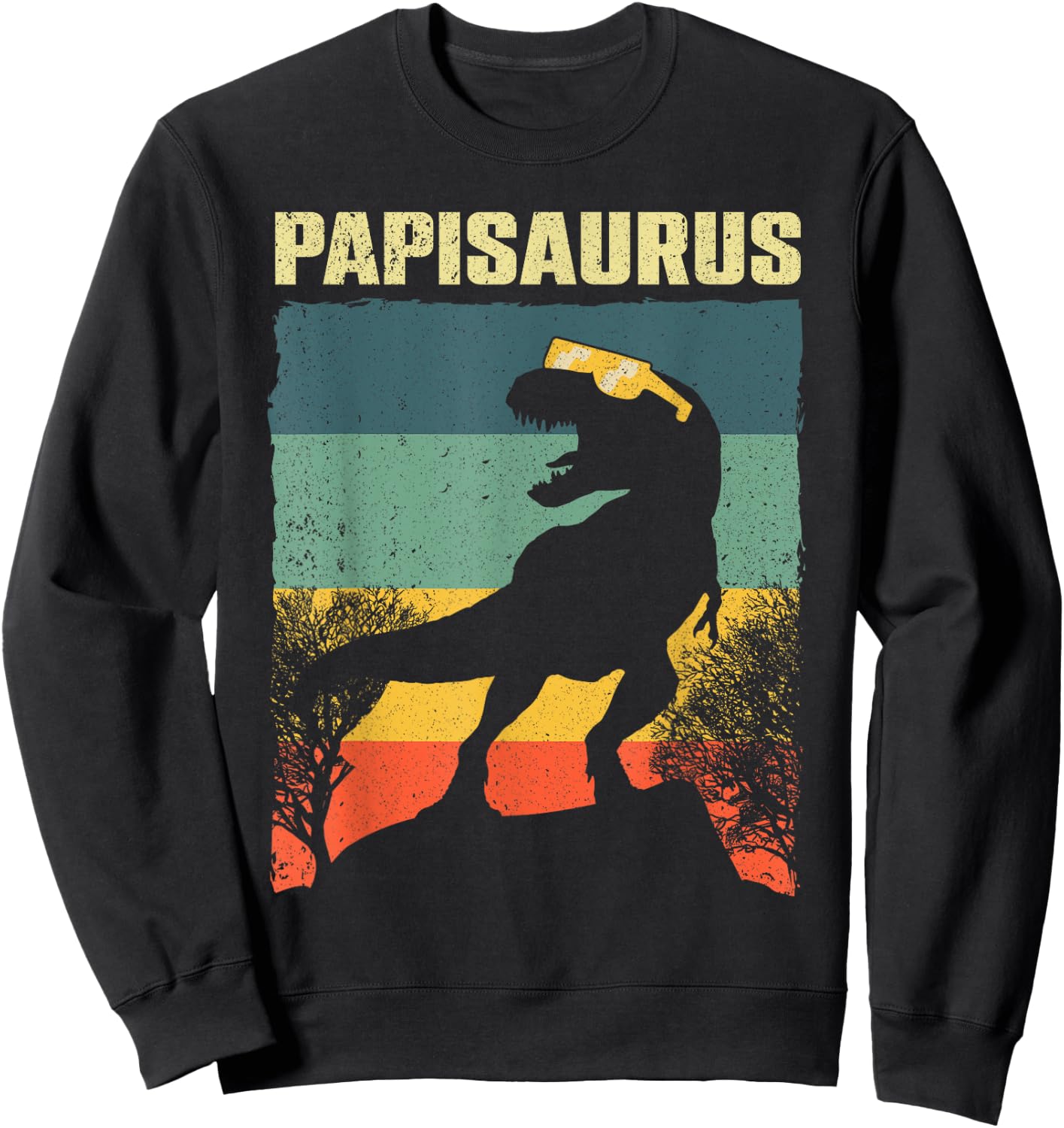 Funny Papisaurus Design Dad Grandpa Dinosaur Lover Sweatshirt - Sweatshirt | Black