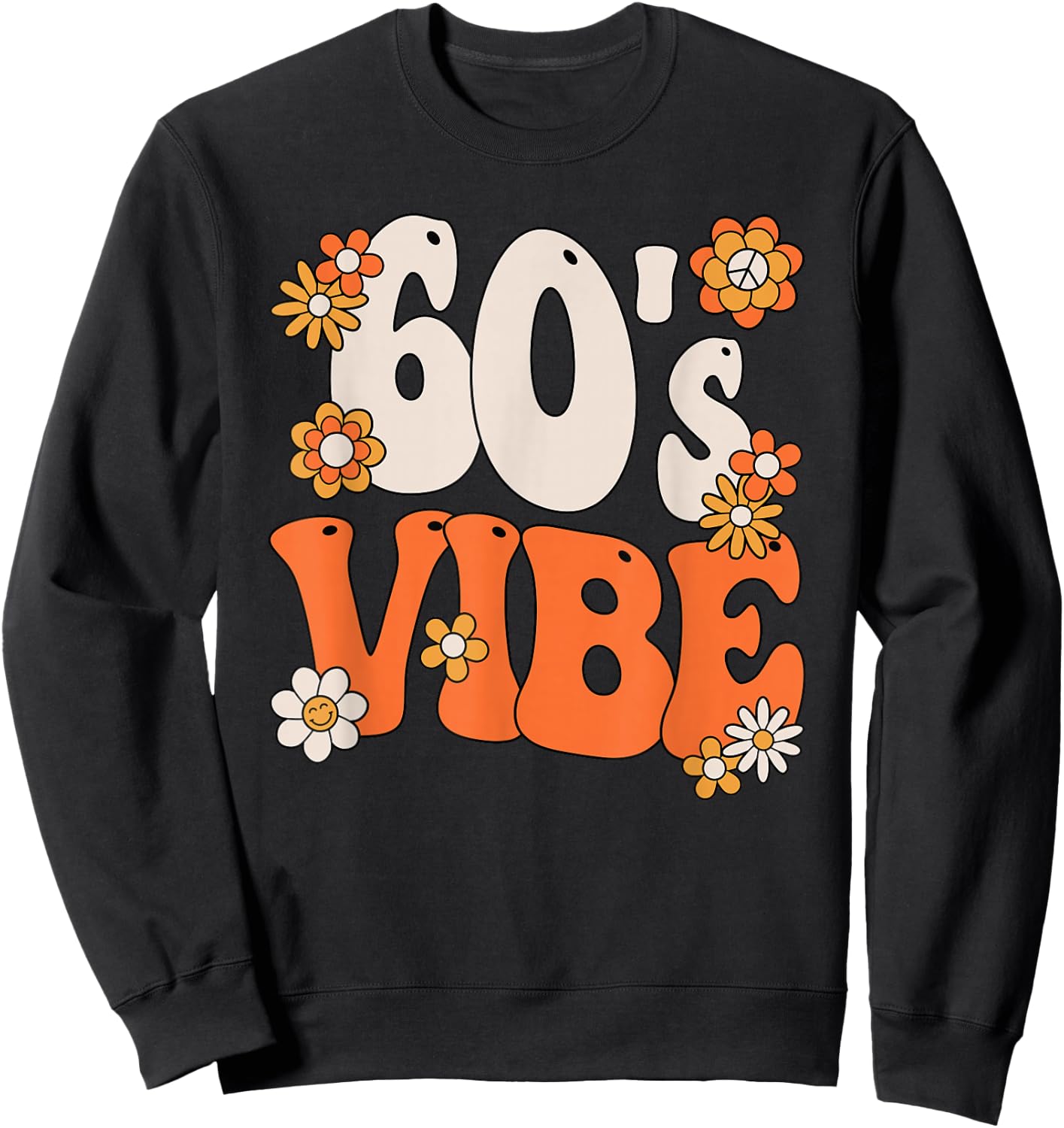 60s Vibe Costume 60s Party Outfit Groovy Hippie Peace Retro Sweatshirt - Sweatshirt | Black