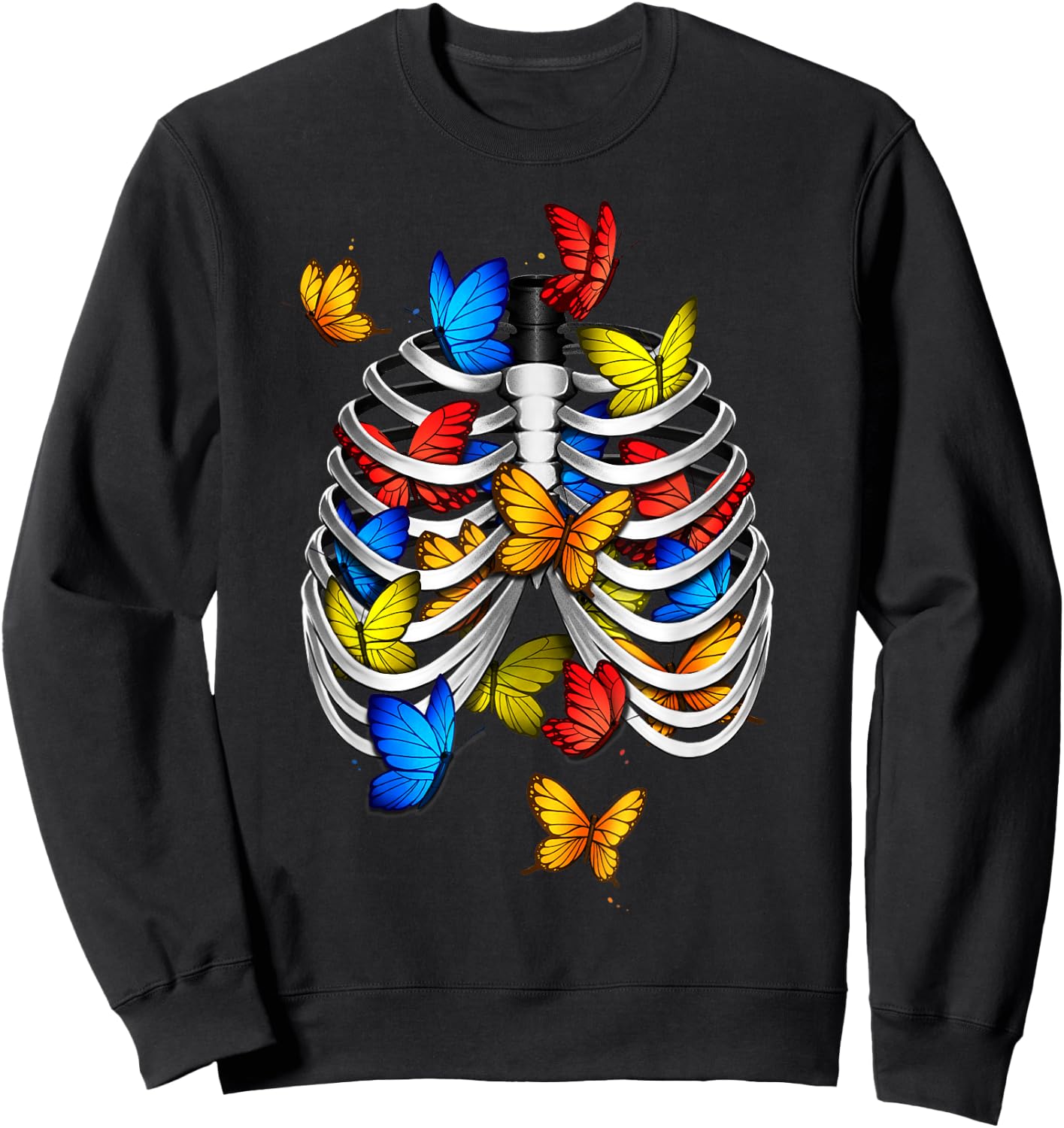 Butterflies In My Stomach Rib Cage X-Ray Anatomy Butterfly Sweatshirt - Sweatshirt | Black