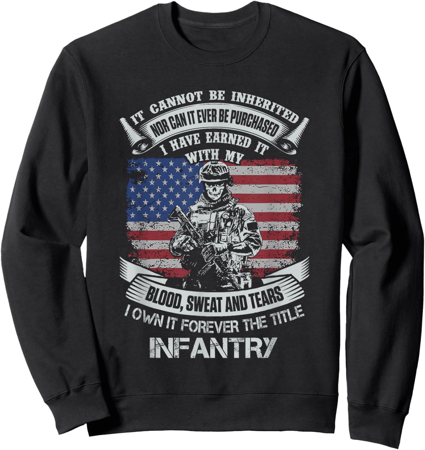 US Army Infantry Veteran Vet Gift -Adults Black Modern Letter Print Small Sweatshirt - Sweatshirt | Black