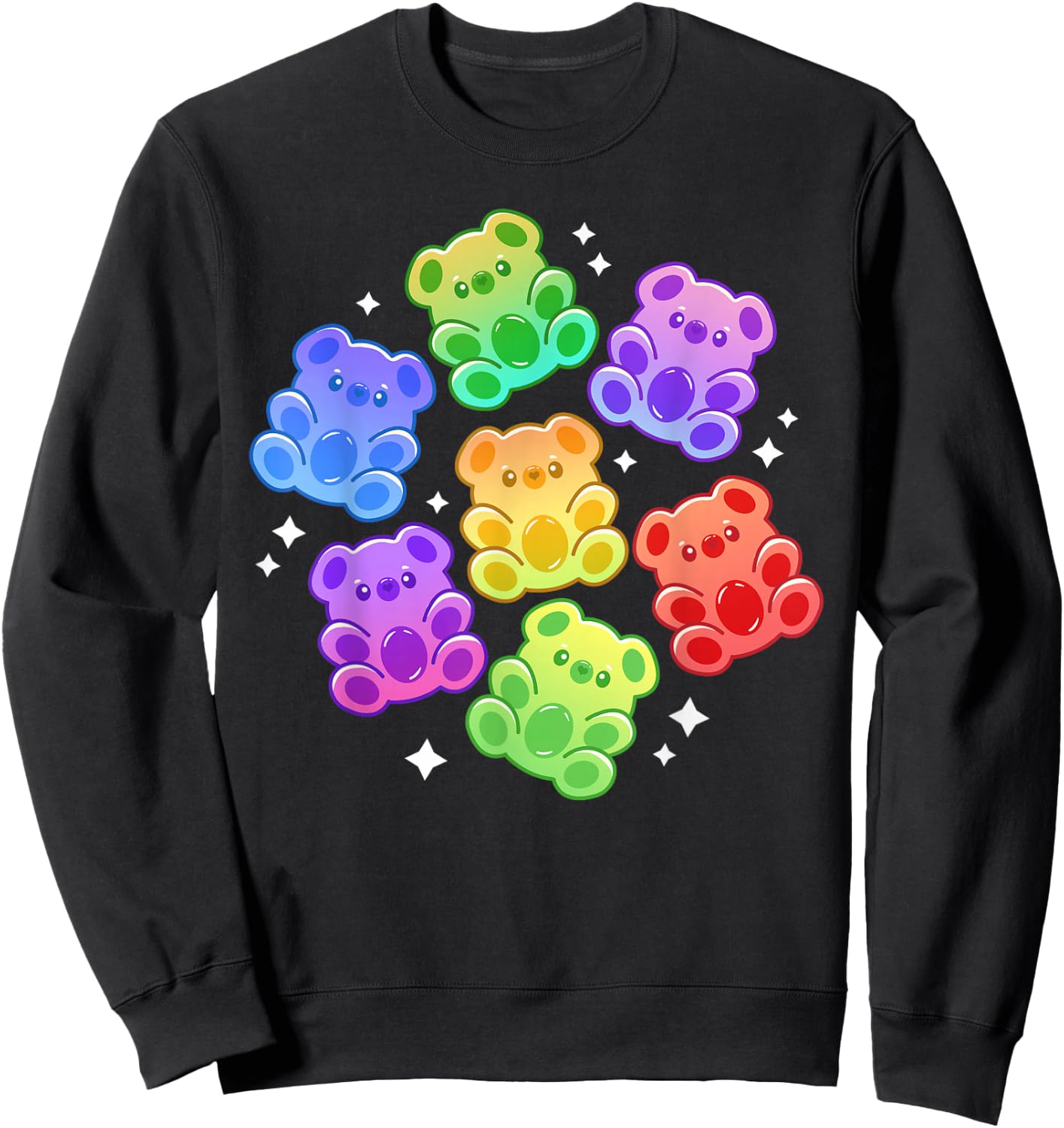 Aesthetic Kawaii Cute Rainbow Gummy Bear Sweatshirt - Sweatshirt | Black