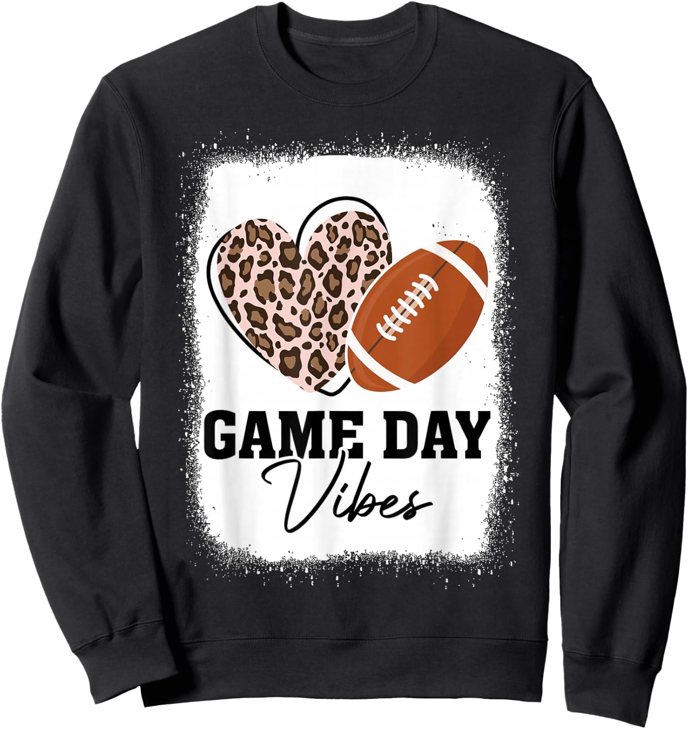 Game Day Vibes - American Football Lover Leopard Football Sweatshirt - Sweatshirt | Black