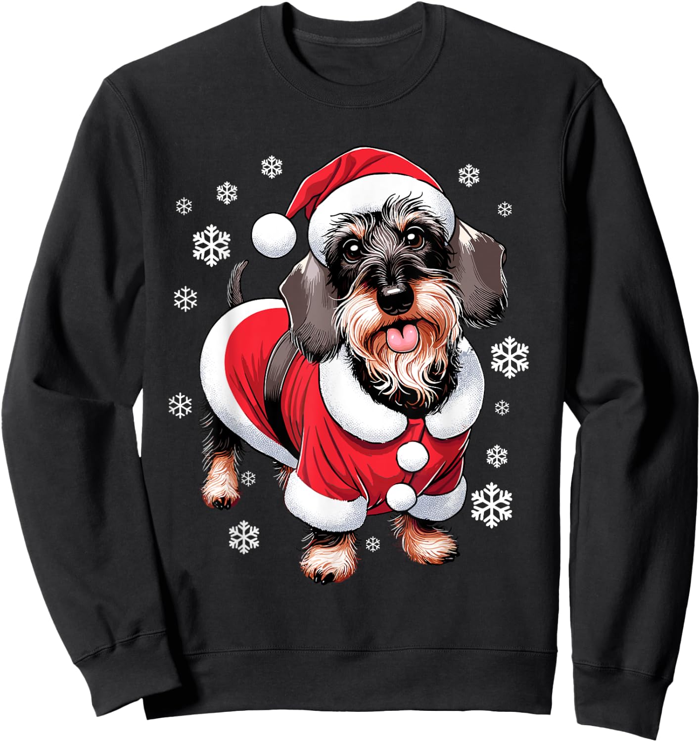 Wire Haired Dachshund Christmas Xmas Sweatshirt - Sweatshirt | Black