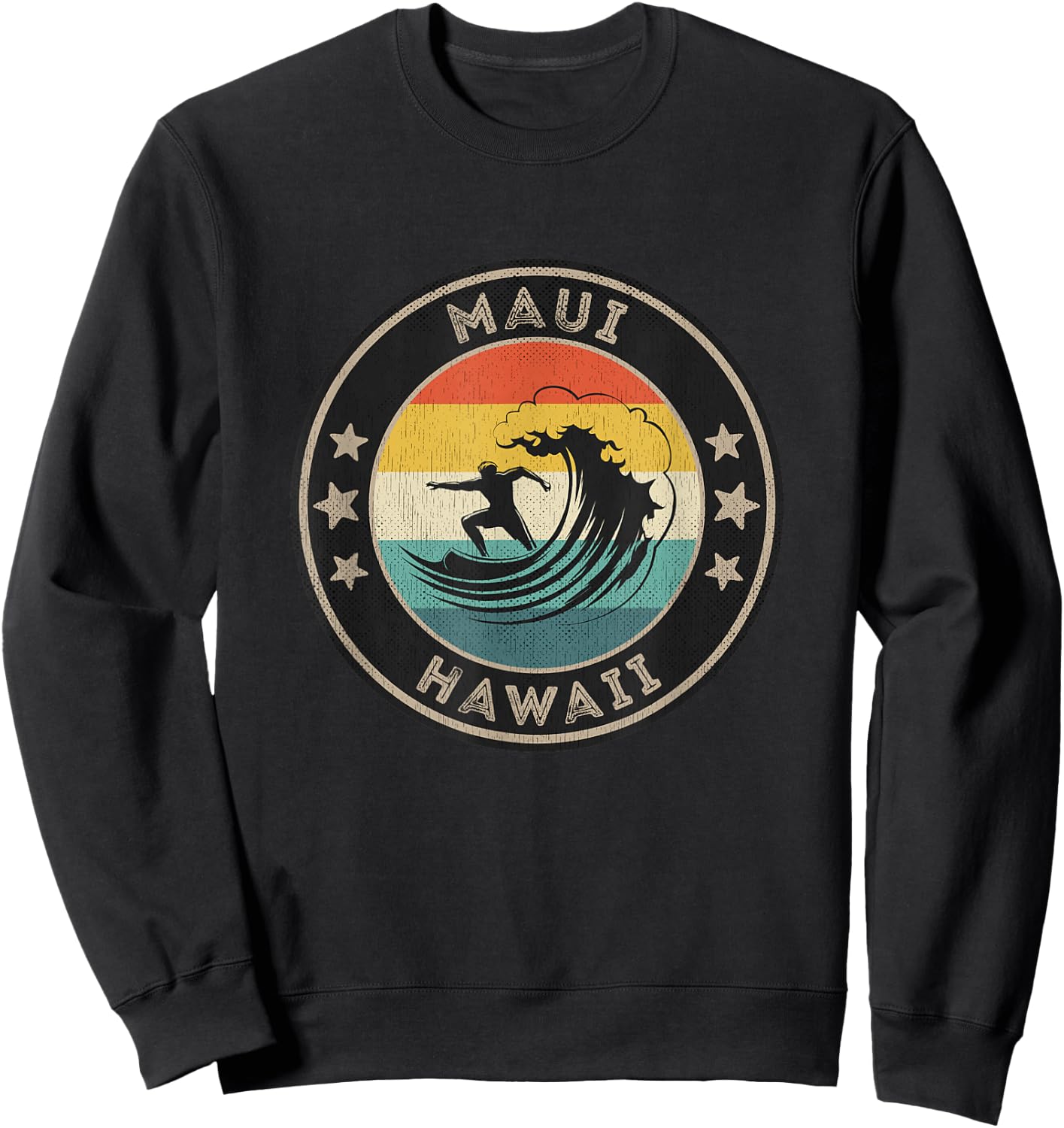 Maui Hawaii Men's Maui Surfer Maui Retro Sweatshirt - Sweatshirt | Black