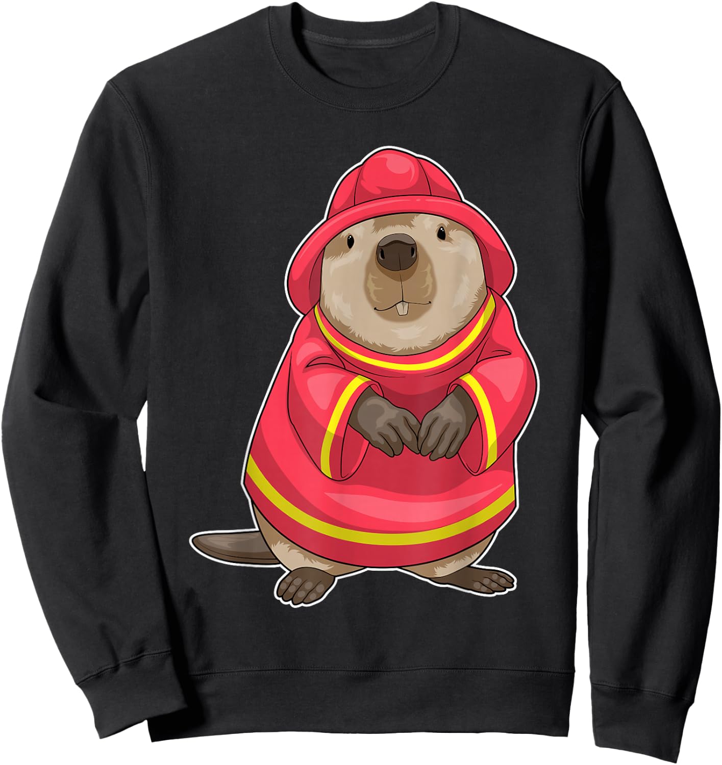Beaver Firefighter Fire helmet Fire department Sweatshirt - Sweatshirt | Black