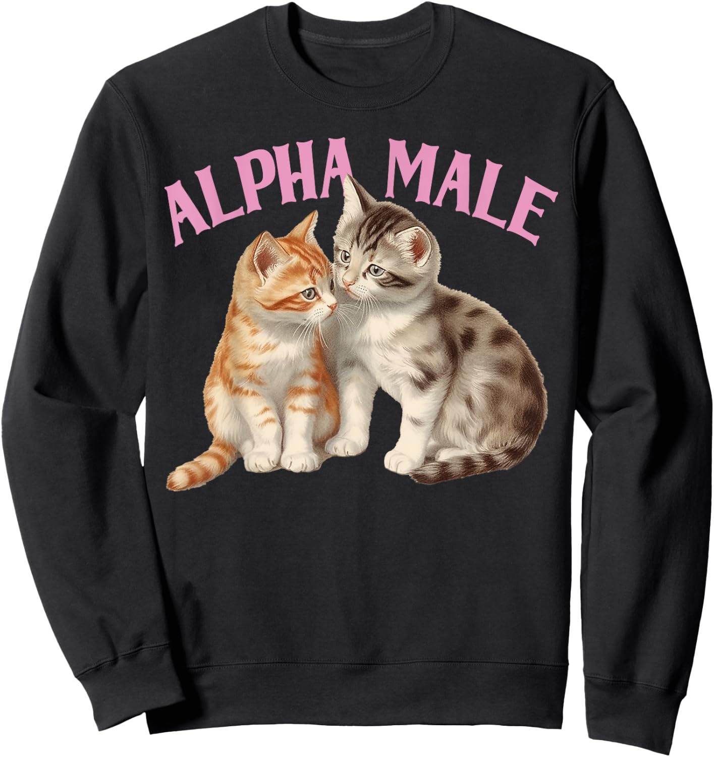 Alpha Cat Male Unicorn Ironic Humor Funny Kitten Weird Y2K Sweatshirt - Sweatshirt | Black