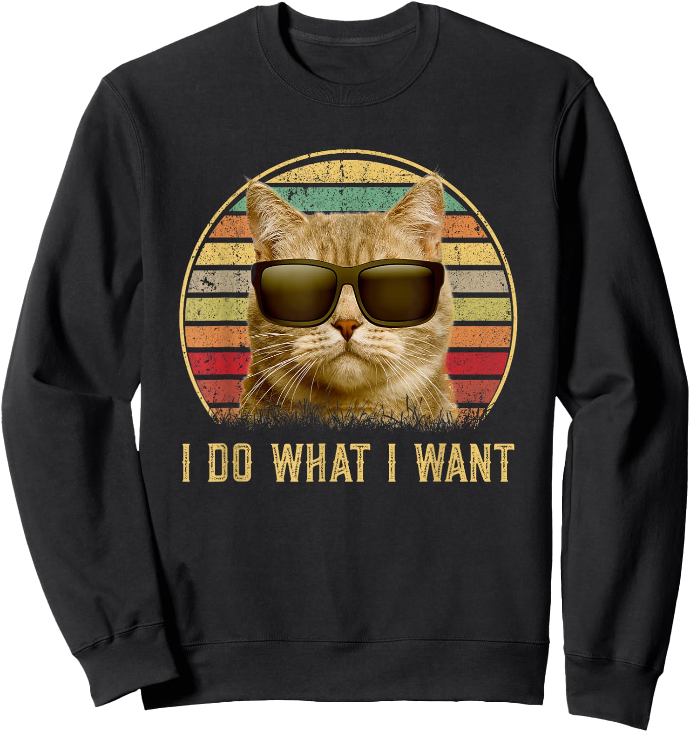 Retro 80s 90s Meowy I do what I want cat funny cat lover Sweatshirt - Sweatshirt | Black