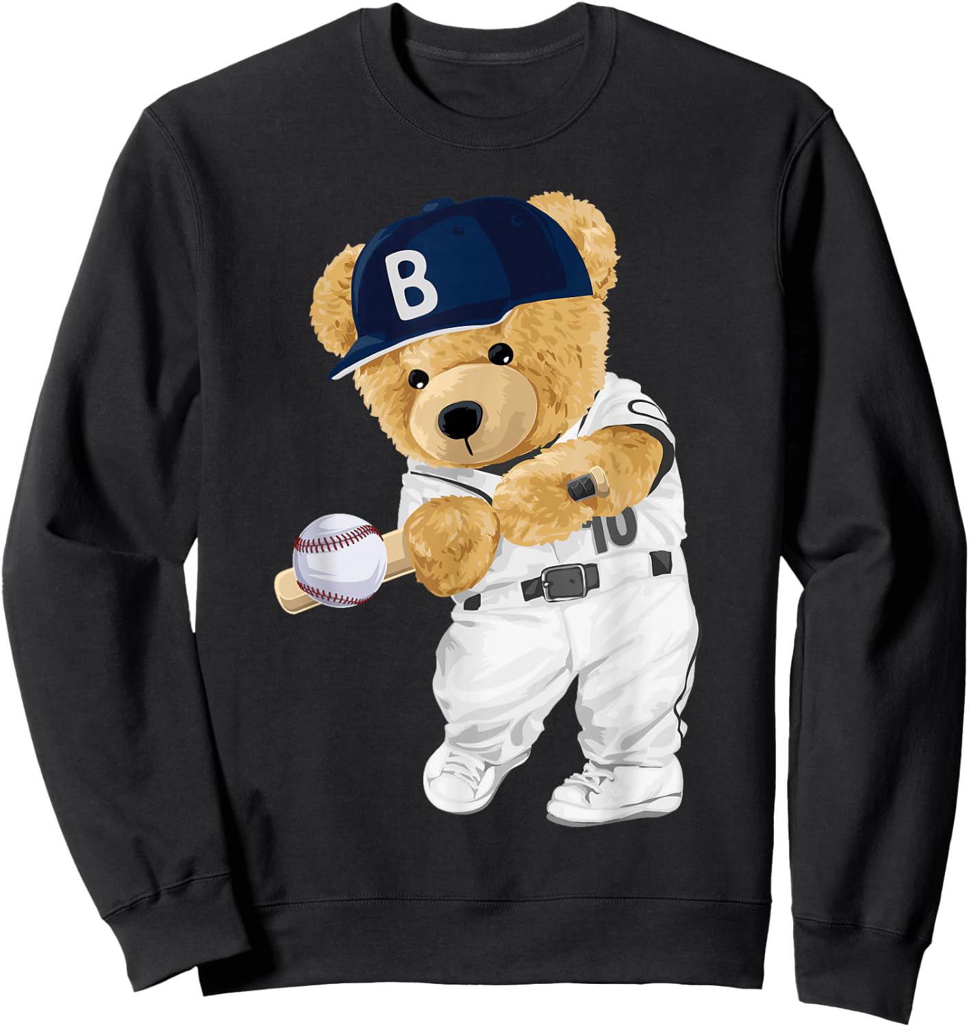 Cute teddy bear baseball hitter Sweatshirt - Sweatshirt | Black