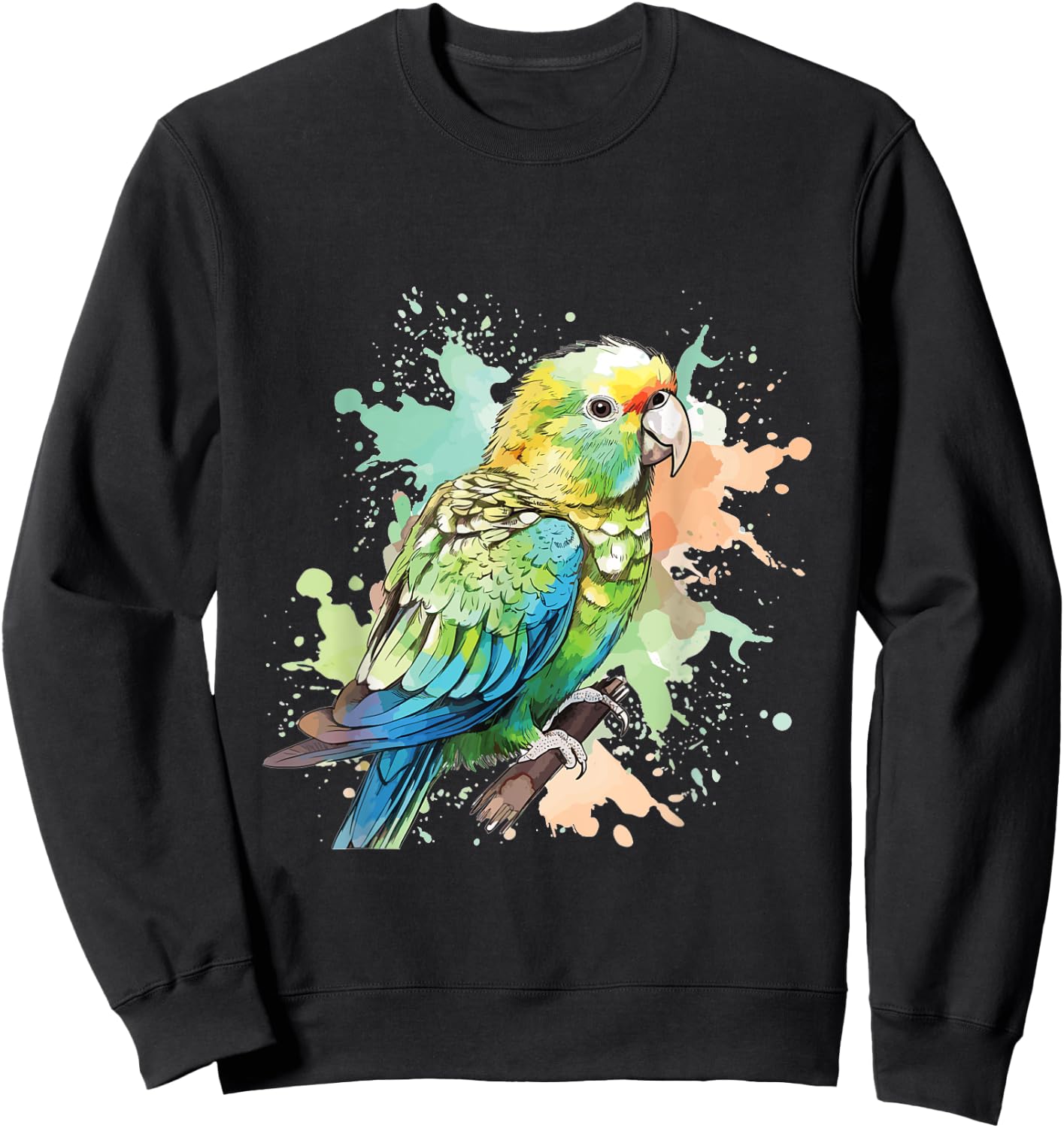 Cute Budgie Watercolor Art Sweatshirt - Sweatshirt | Black