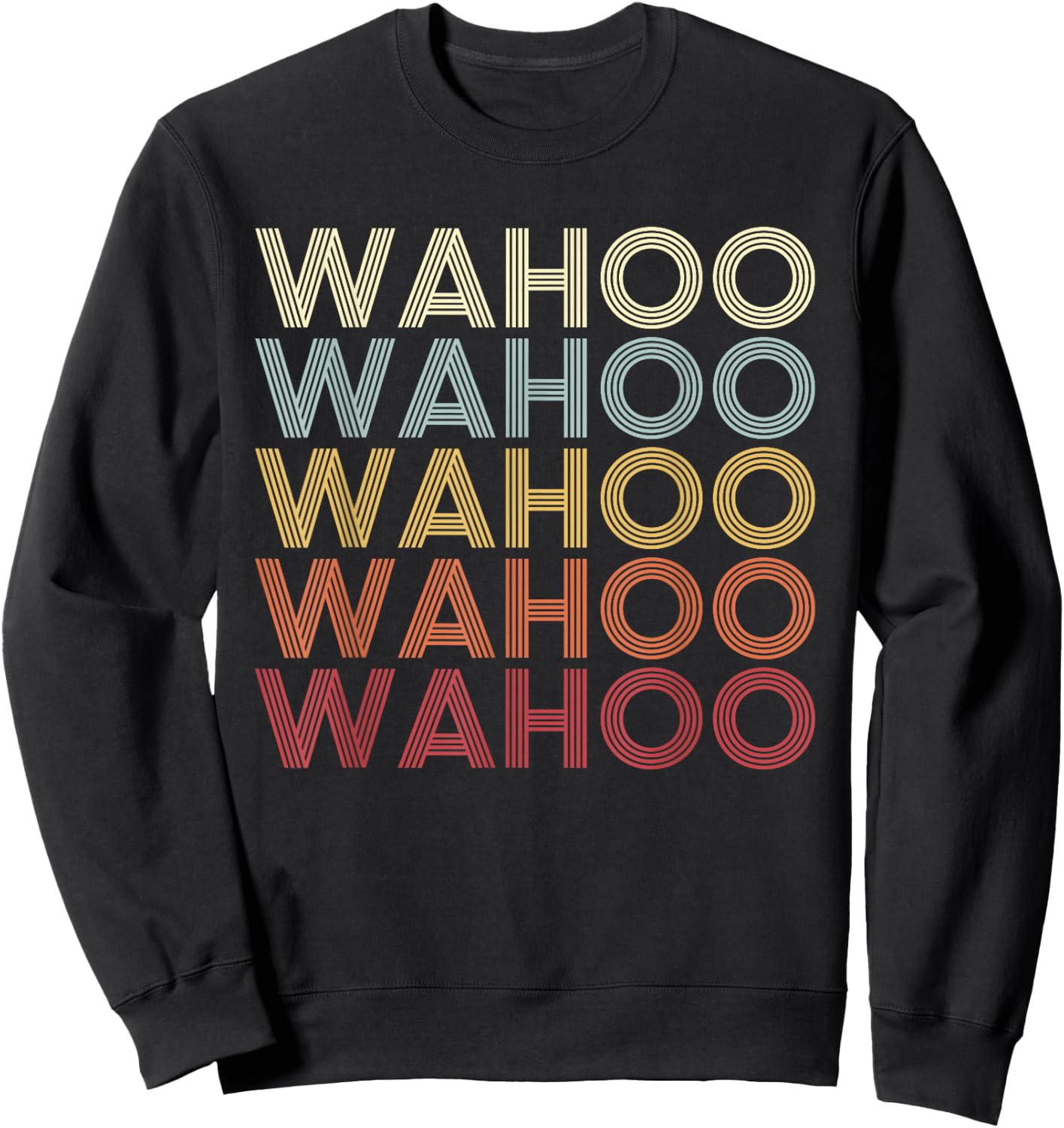 Wahoo Nebraska Wahoo NE Retro Vintage Text Sweatshirt - Sweatshirt | Black