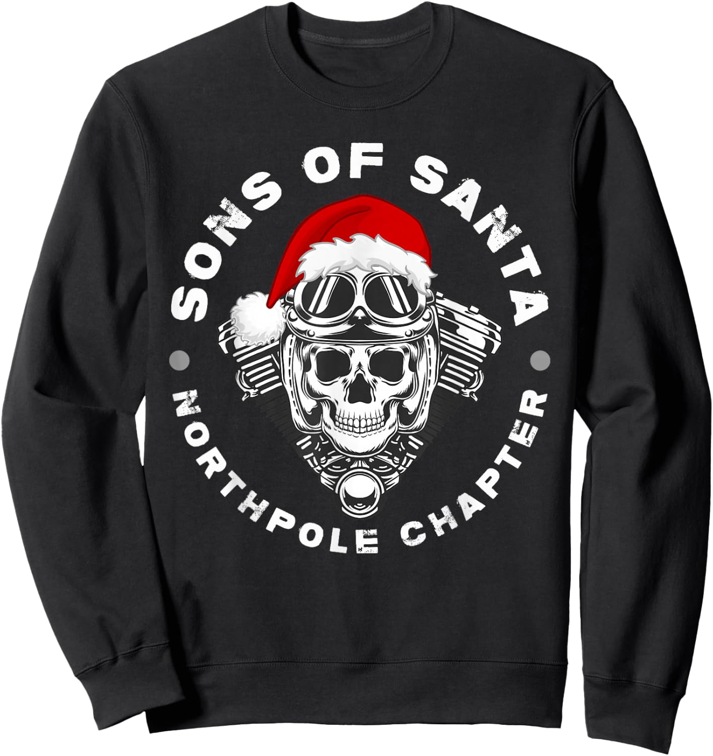 Funny Santa Biker Motorcycle Xmas Christmas 2025 Sweatshirt - Sweatshirt | Black