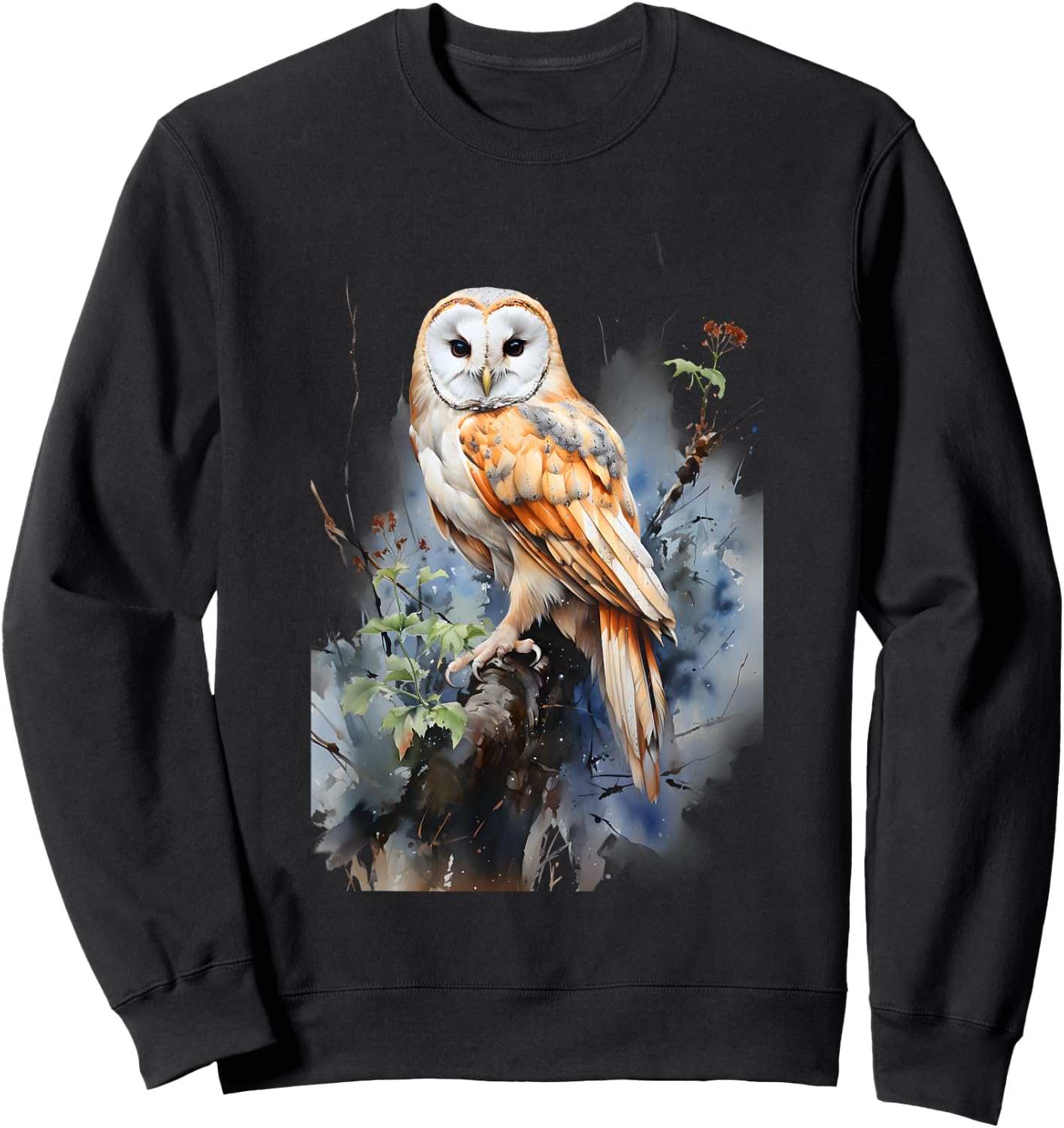 Gift Owl Barn Owl Realistic Nature Fleeting Sweatshirt - Sweatshirt | Black
