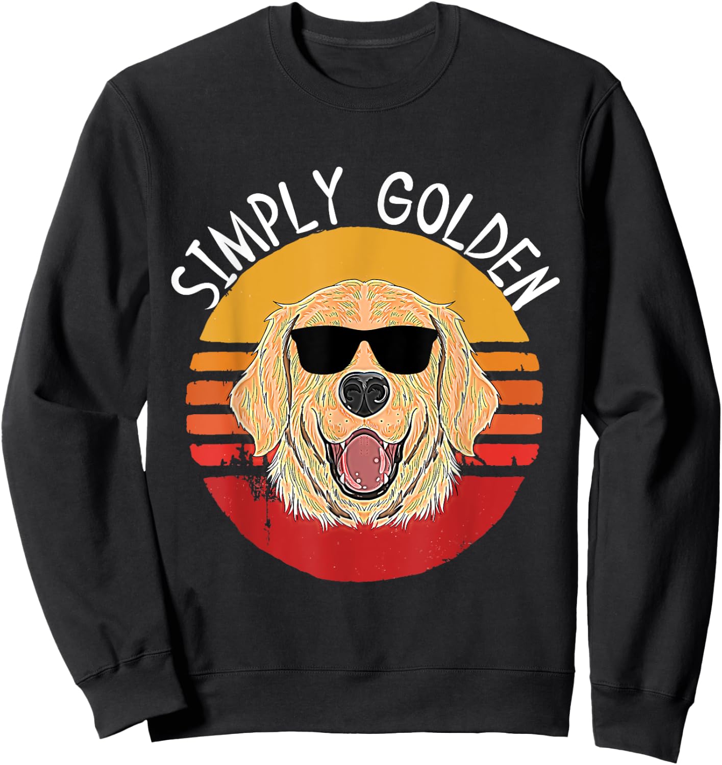 Retro White English Cream Golden Retriever Simply Golden Sweatshirt - Sweatshirt | Black