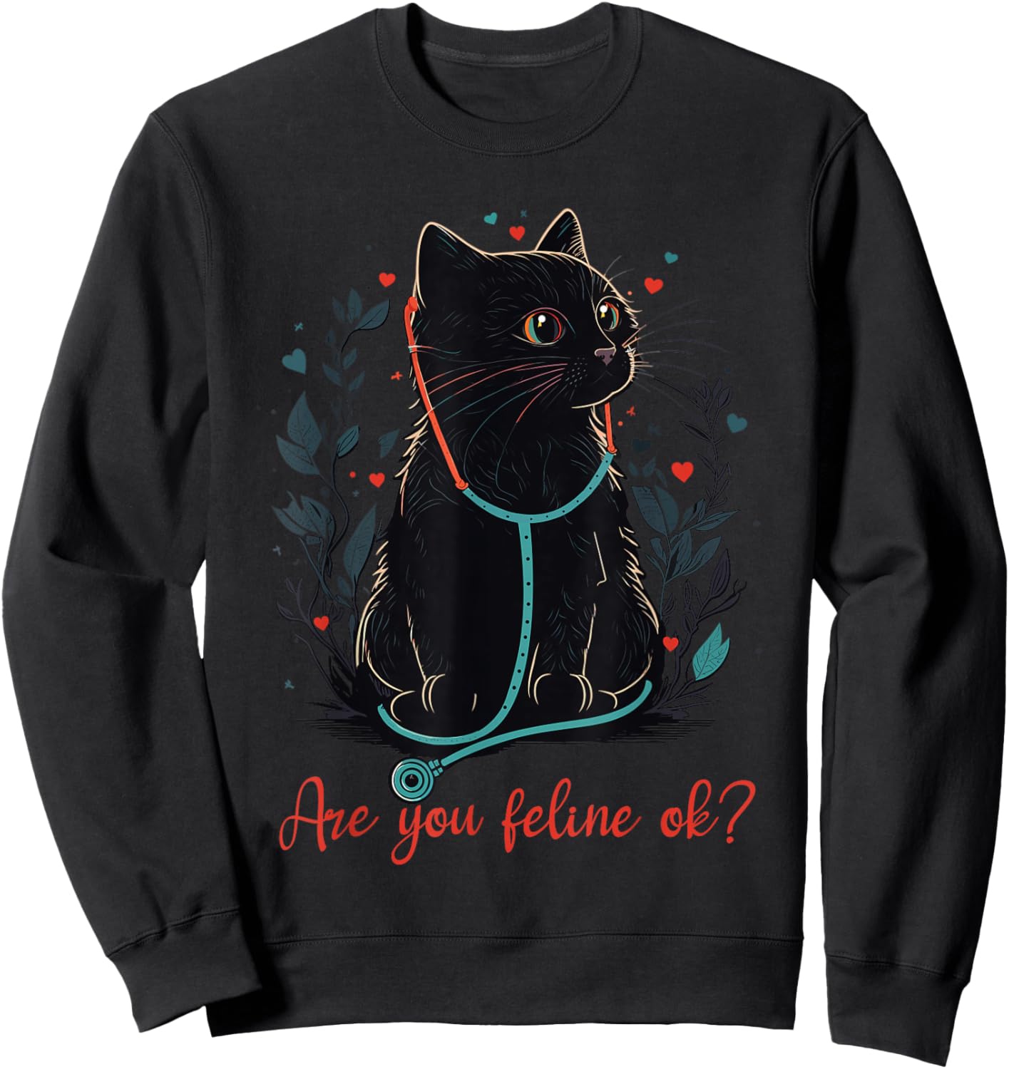 Retro Cat Nurse Gifts Nurse Week Gifts Funny Nurse Sweatshirt - Sweatshirt | Black