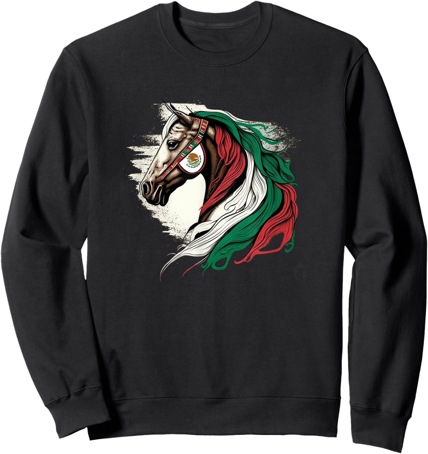 Mexican Horse - Riding Mexico Flag Sweatshirt - Sweatshirt | Black