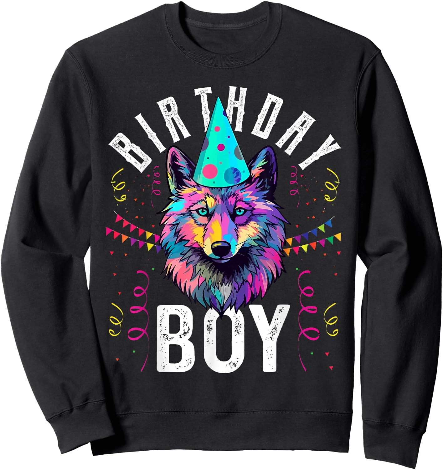 Birthday Boy WOLF Shirt Cute WOLF T Shirt for Birthday Wolve Sweatshirt - Sweatshirt | Black