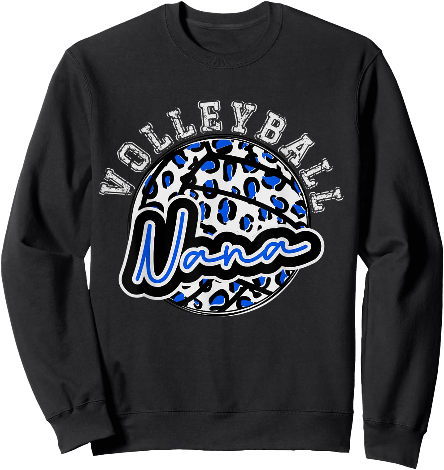 Leopard Cheetah Volleyball Blue Nana Shirt Trendy Sweatshirt - Sweatshirt | Black