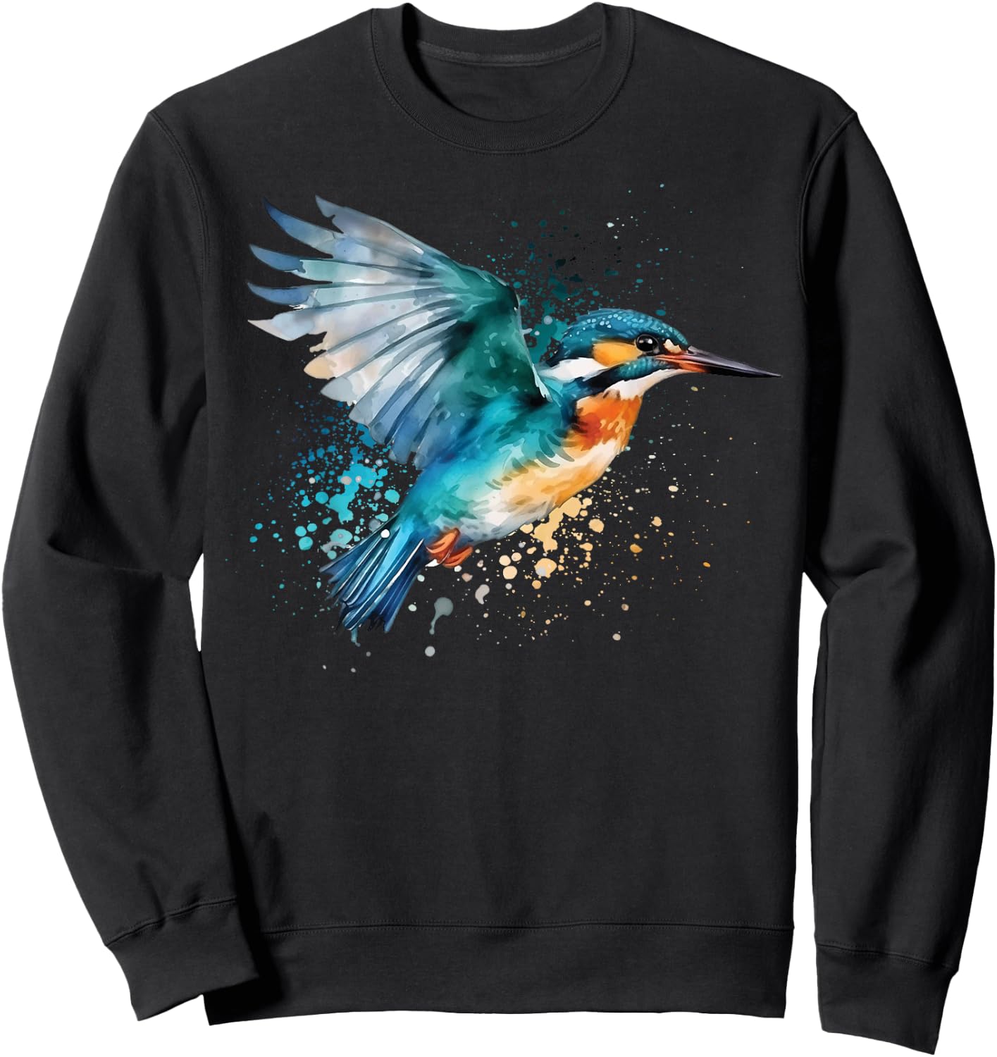 Kingfisher Design Illustration Sweatshirt - Sweatshirt | Black