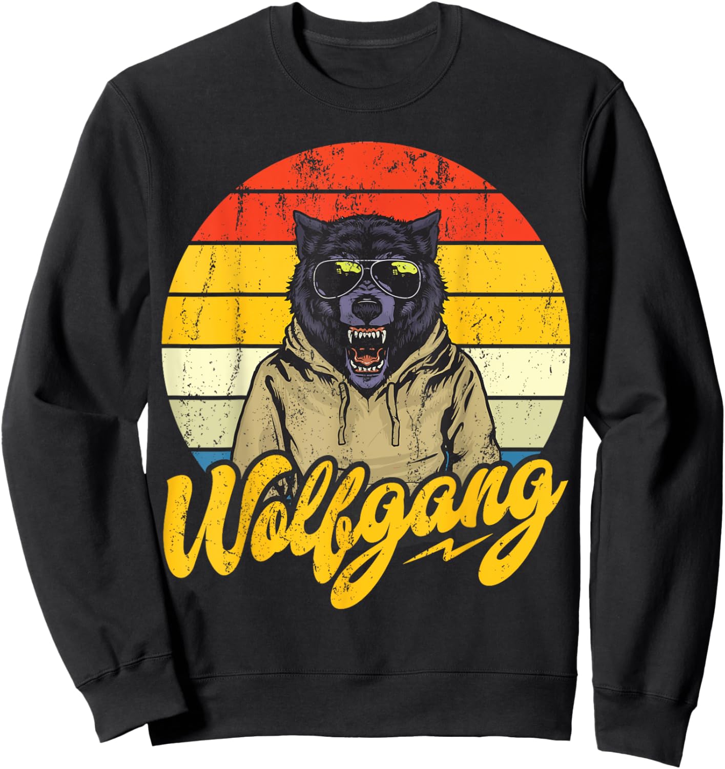 Wolfgang Name Wolf Outfit On The Name Day With Named Name Sweatshirt - Sweatshirt | Black