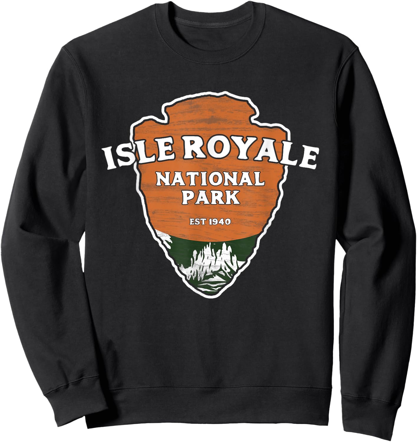 Isle Royale National Park Classic Style Arrowhead Sign Sweatshirt - Sweatshirt | Black