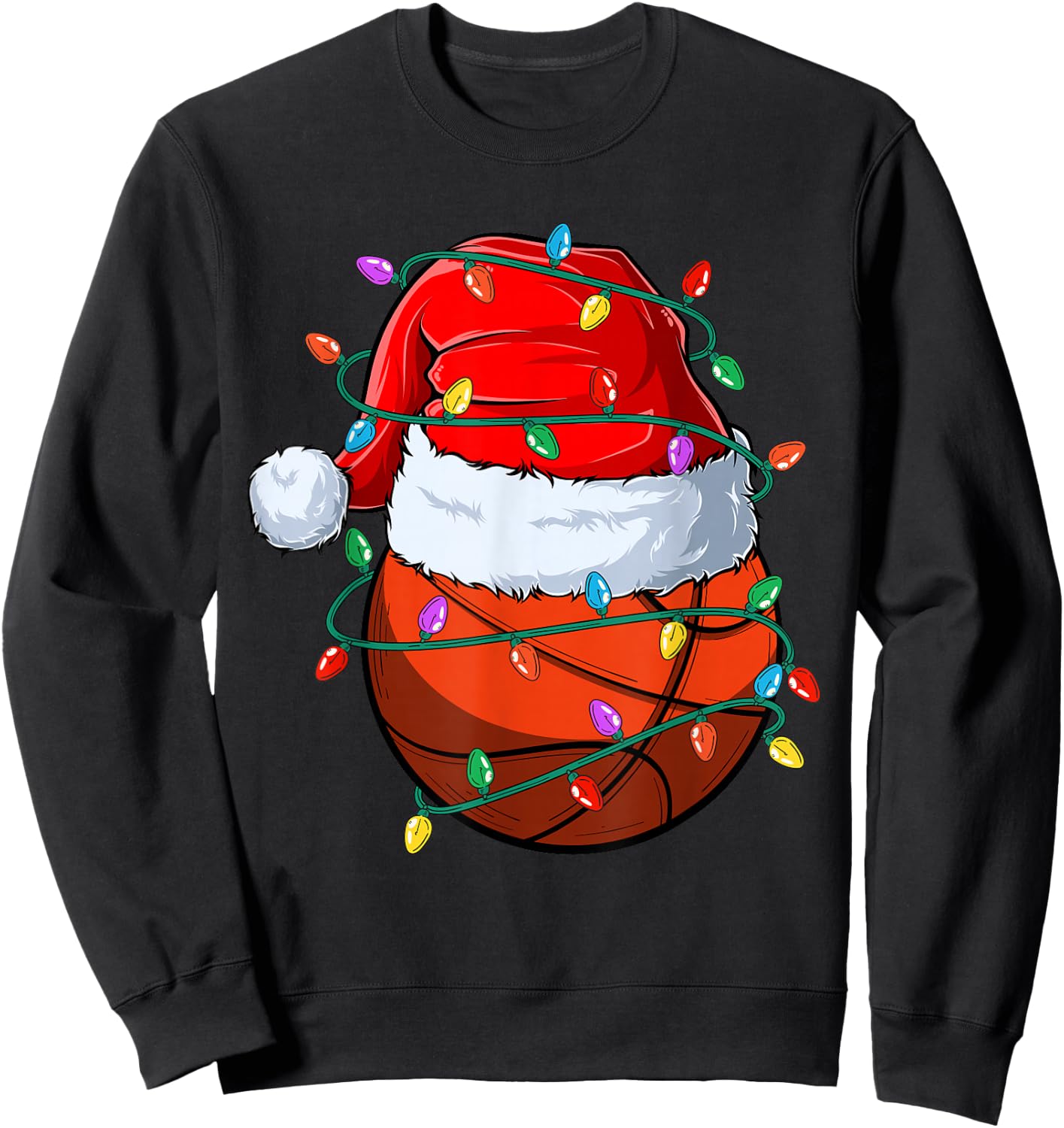 Christmas Basketball Xmas Santa Sports Hat Ball Kids Boy Men Sweatshirt - Sweatshirt | Black