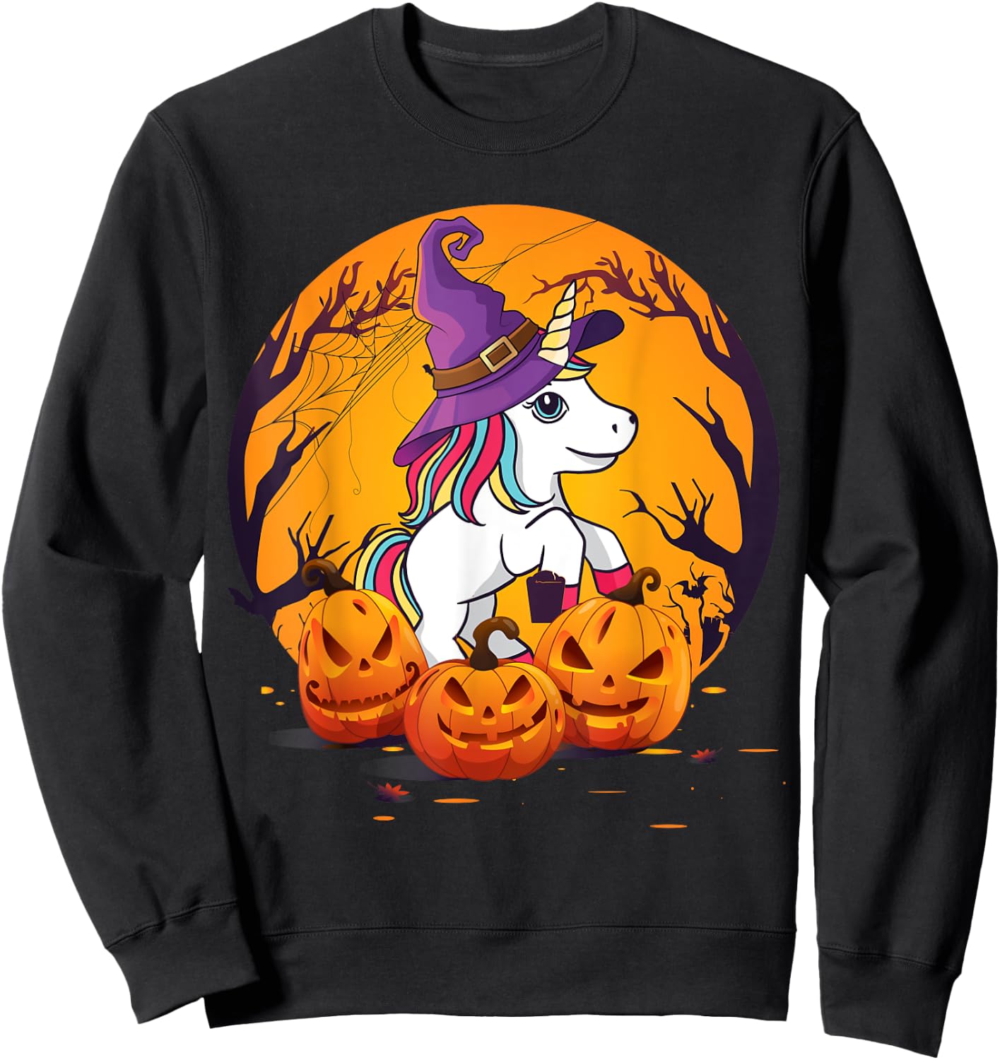 Fun Halloween Shirt Girls Kids Witchy Unicorn Halloween Sweatshirt - Sweatshirt | Black