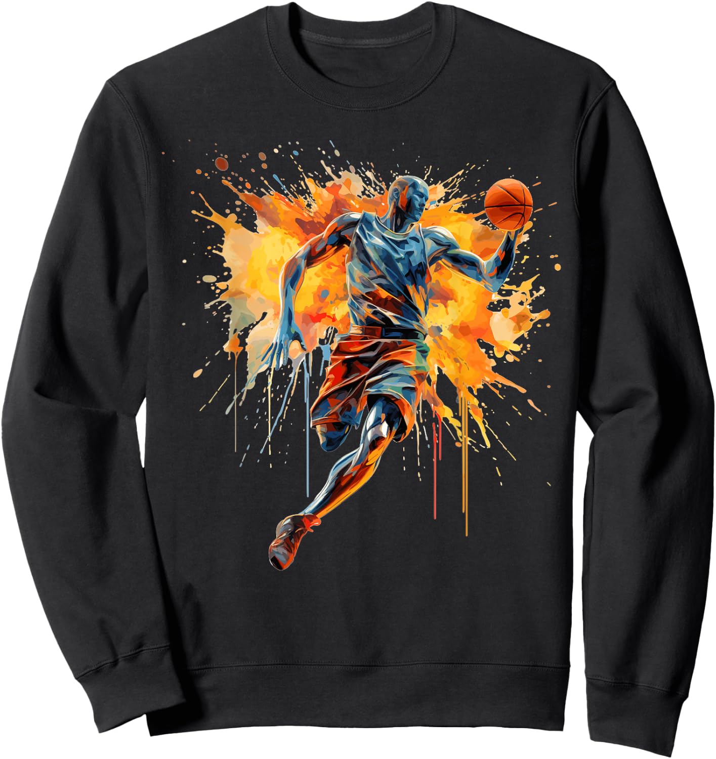 Basketball player paint splash Sweatshirt - Sweatshirt | Black