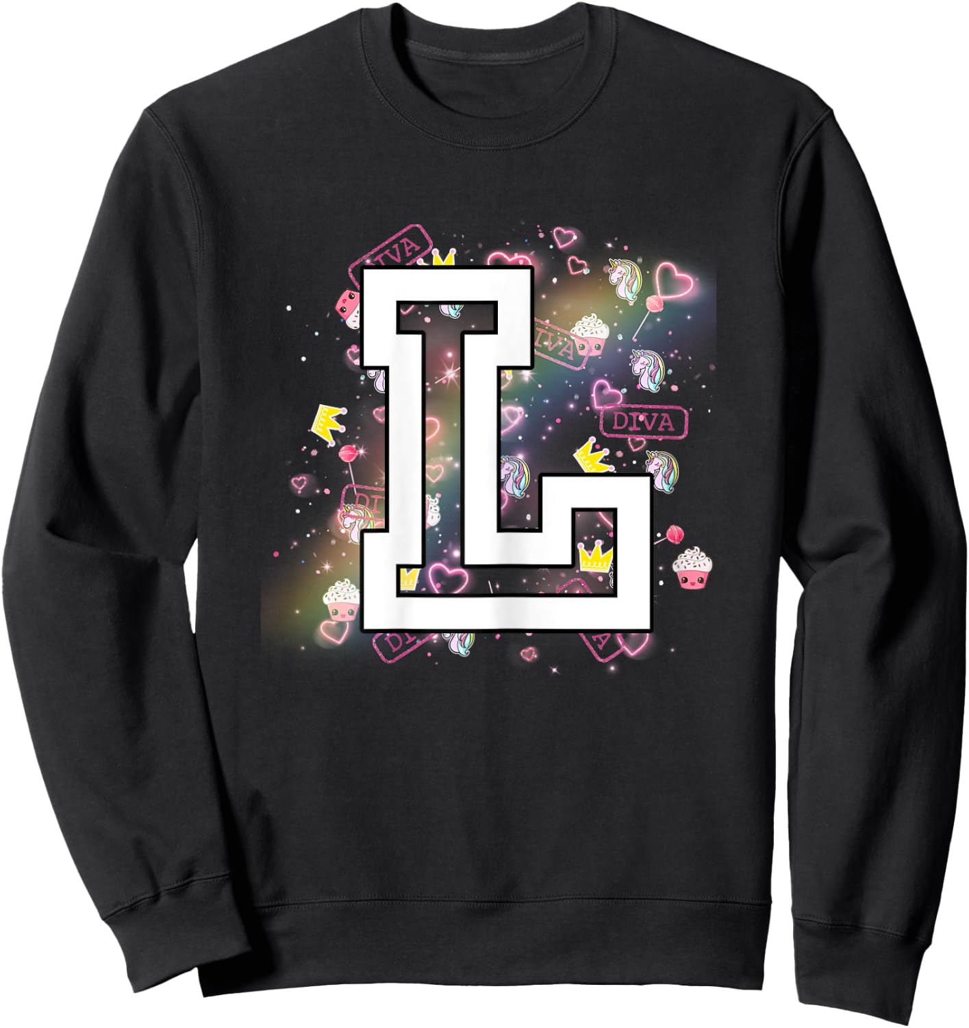 Kids Letter L Clothing For a Girl Who's Name Starts With L Sweatshirt - Sweatshirt | Black