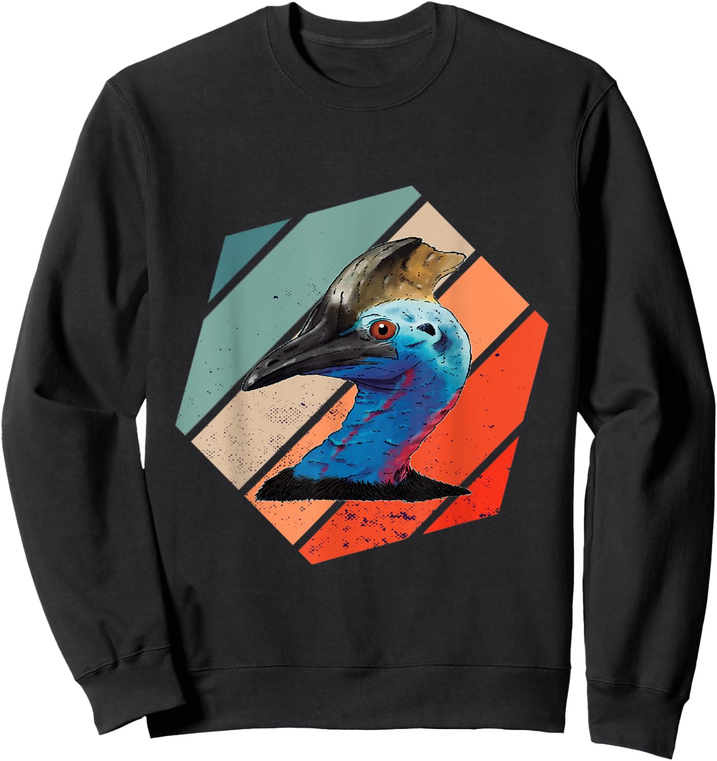 Cassowary Dino Bird Cassowary Bird Casque Hexa Vintage Retro Sweatshirt - Sweatshirt | Black