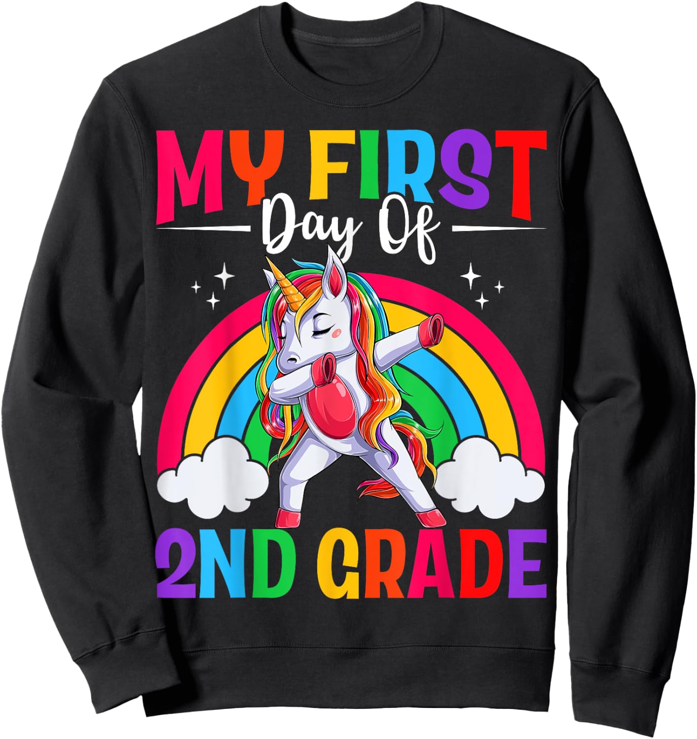 My First Day Of 2nd Grade Unicorn Second Grade Team Girls Sweatshirt - Sweatshirt | Black