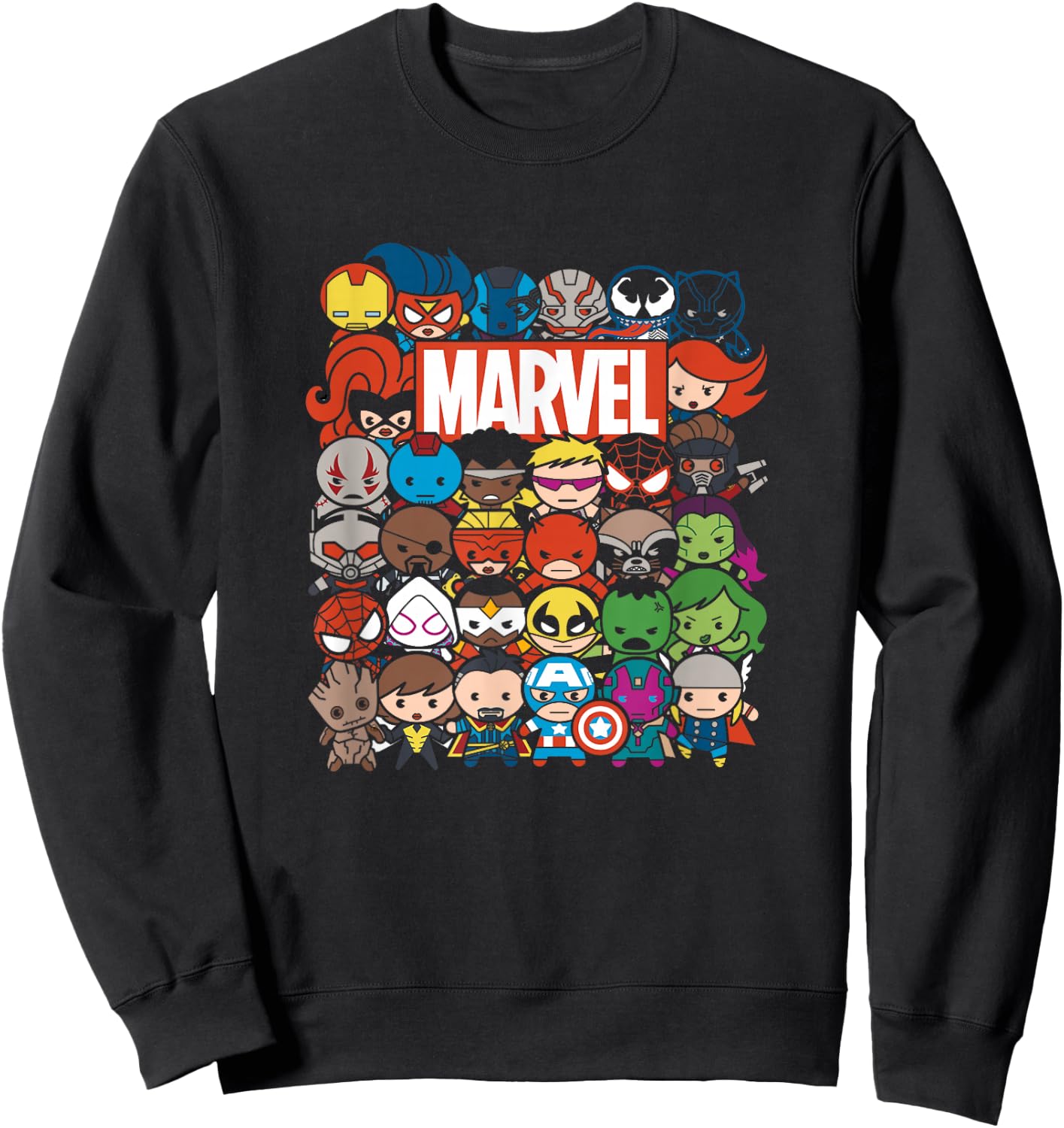 Marvel Kawaii Marvel Universe Super Heroes Chibi Group Shot Sweatshirt - Sweatshirt | Black