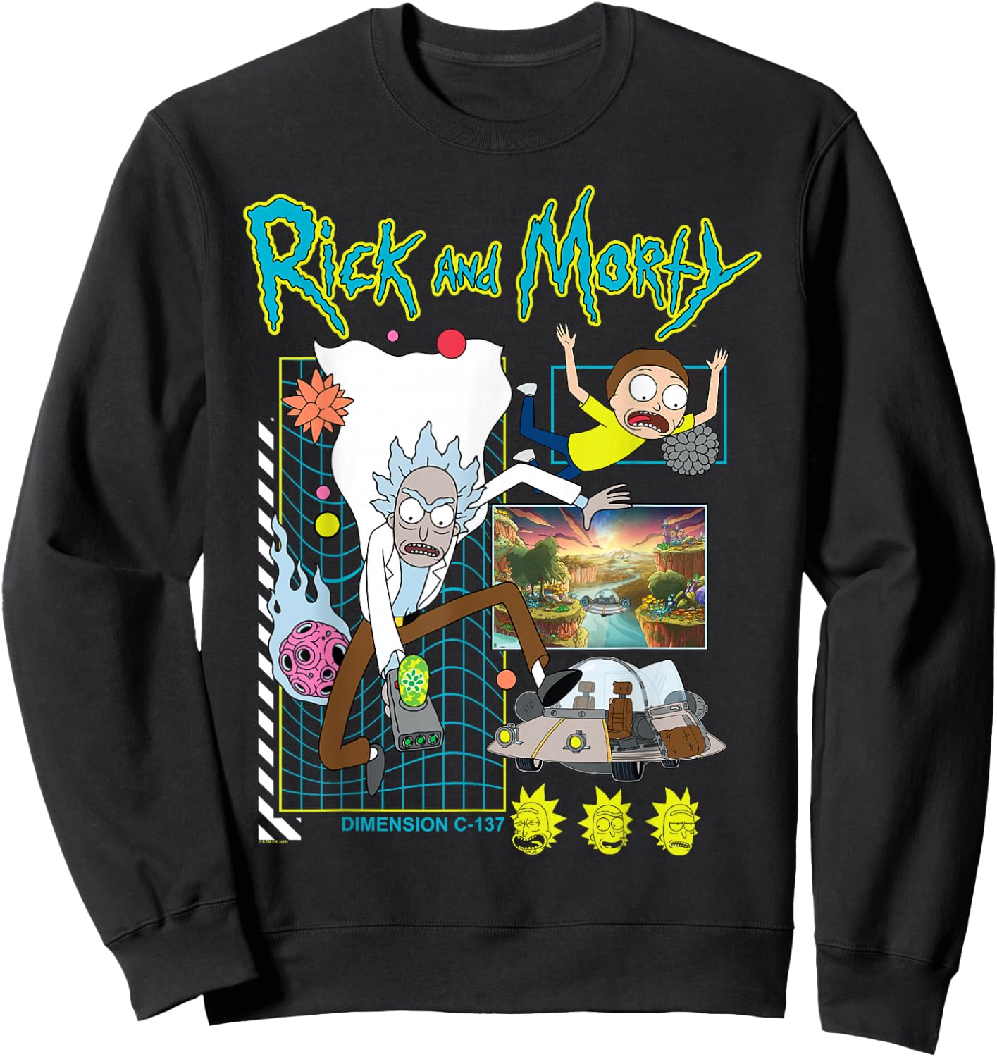 Rick and Morty Scene Adult Cartoon Fashion Sweatshirt - Sweatshirt | Black