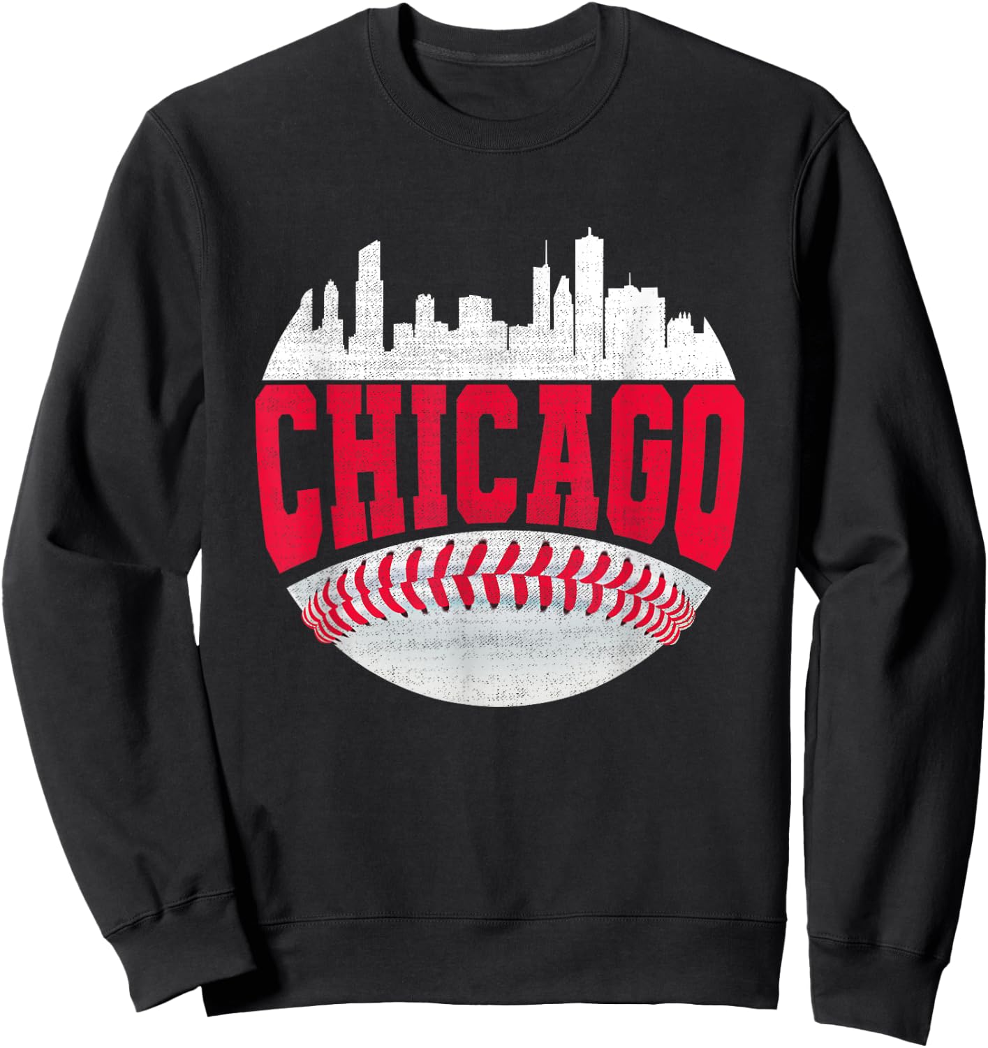 Funny Chicago Vintage Baseball Lover Player Graphic Sweatshirt - Sweatshirt | Black