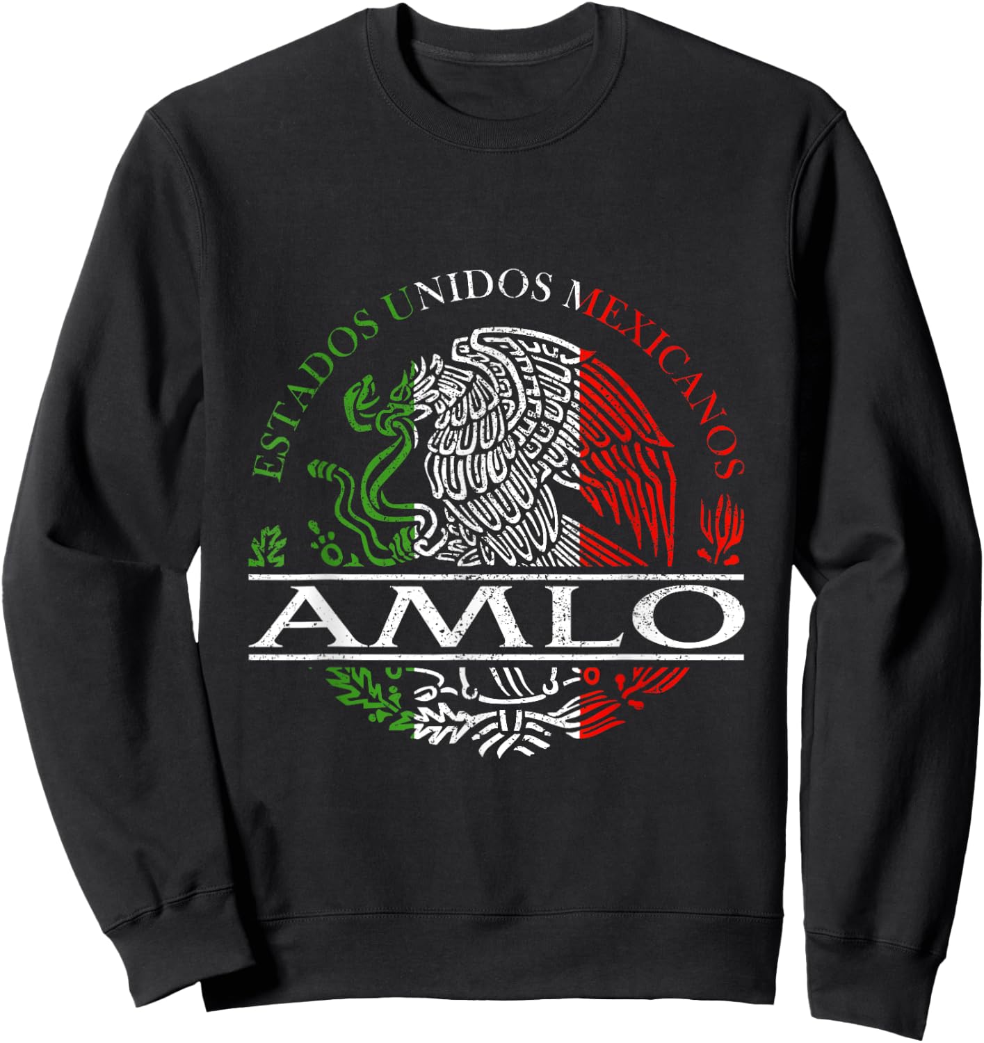 AMLO Aguila Mexicana Tricolor Mexican Eagle Sweatshirt - Sweatshirt | Black