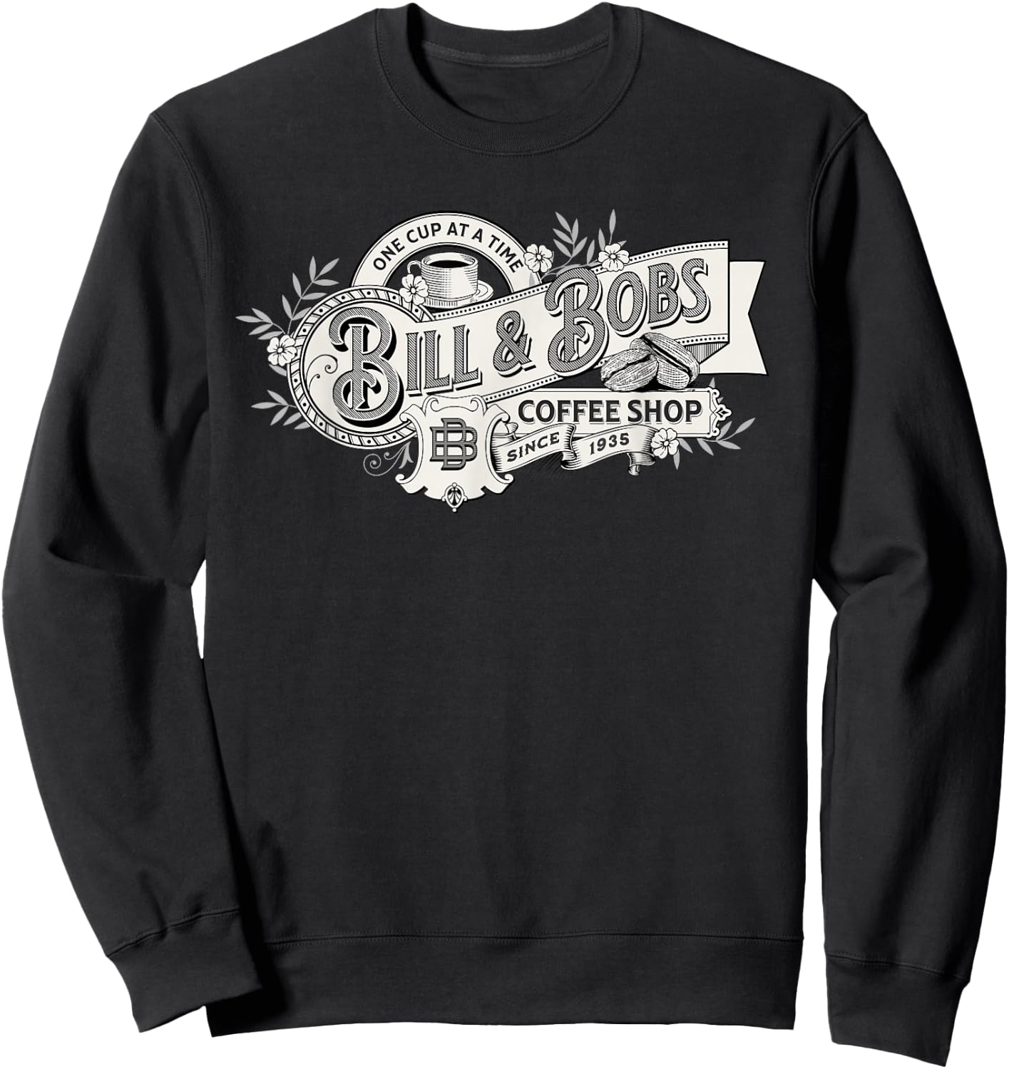 Bill and Bob's Coffee Shop Vintage AA 12 Step Recovery Sober Sweatshirt - Sweatshirt | Black
