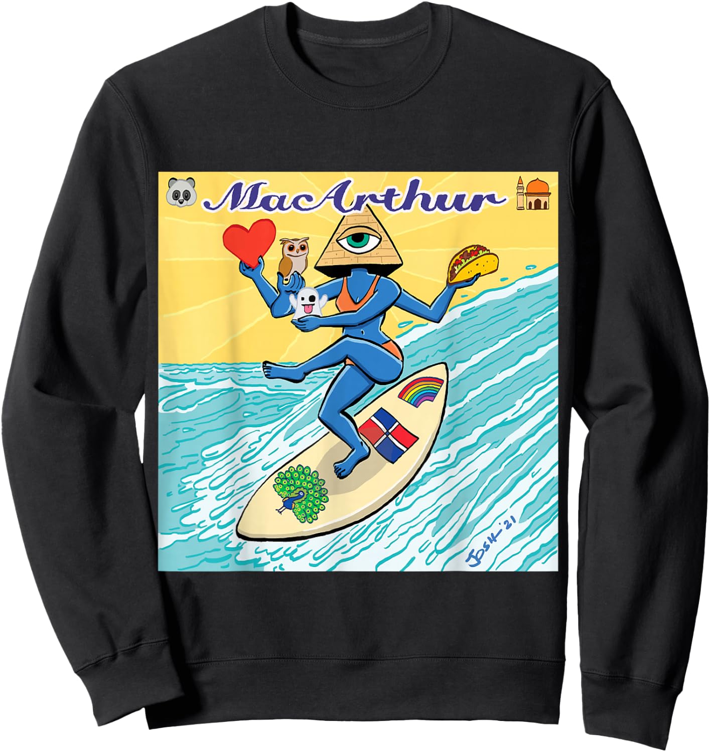 MacArthur - Surfing Pyramid Text Goddess Sweatshirt - Sweatshirt | Black