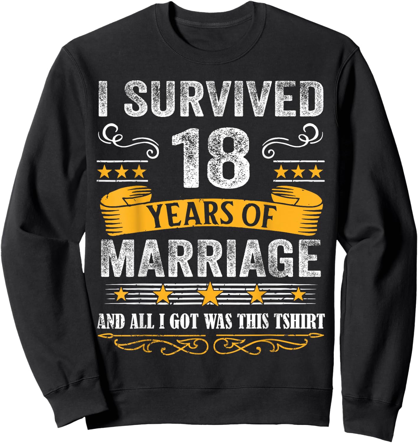 18th Wedding Anniversary shirt Couples Husband Wife 18 Years Sweatshirt - Sweatshirt | Black