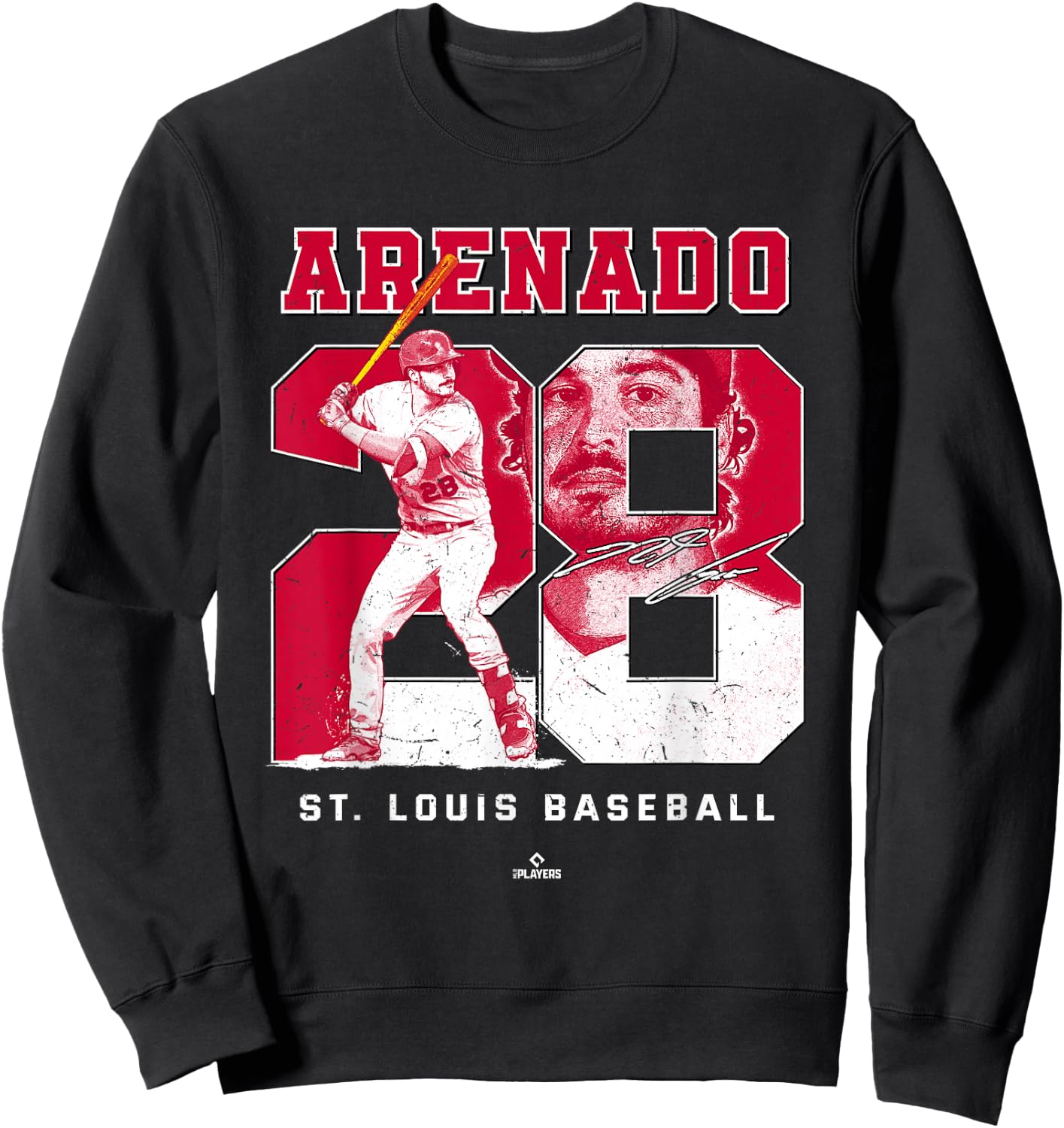 BallPark MVP -Adults Black Cotton Short Sleeve - Number and Portrait Nolan Arenado St Louis MLBPA - Small Sweatshirt - Sweatshirt | Black