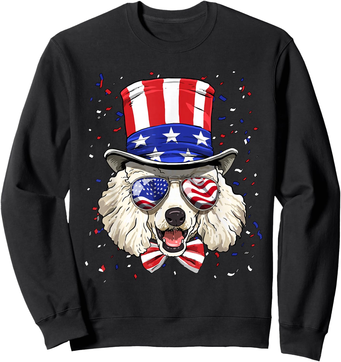 4th of July Patriotic Poodle Merica USA Flag Poodle Lover Sweatshirt - Sweatshirt | Black