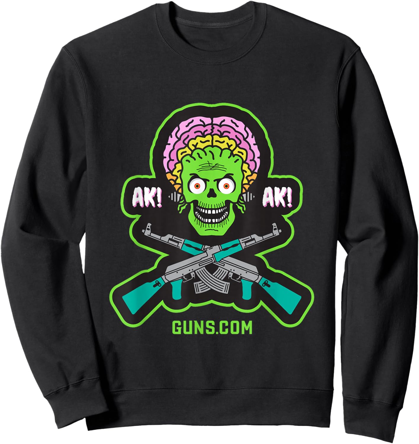 Guns.com AK-47 Alien - Women's Classic Fit Black Short Sleeve - Small Sweatshirt - Sweatshirt | Black