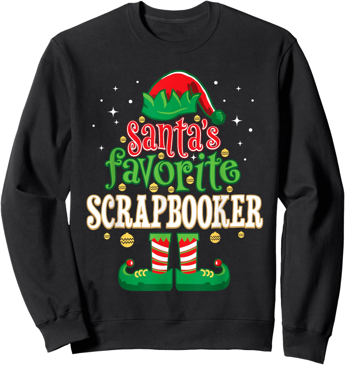 Santa's Favorite Scrapbooker Christmas Matching Scrapbooking Sweatshirt - Sweatshirt | Black